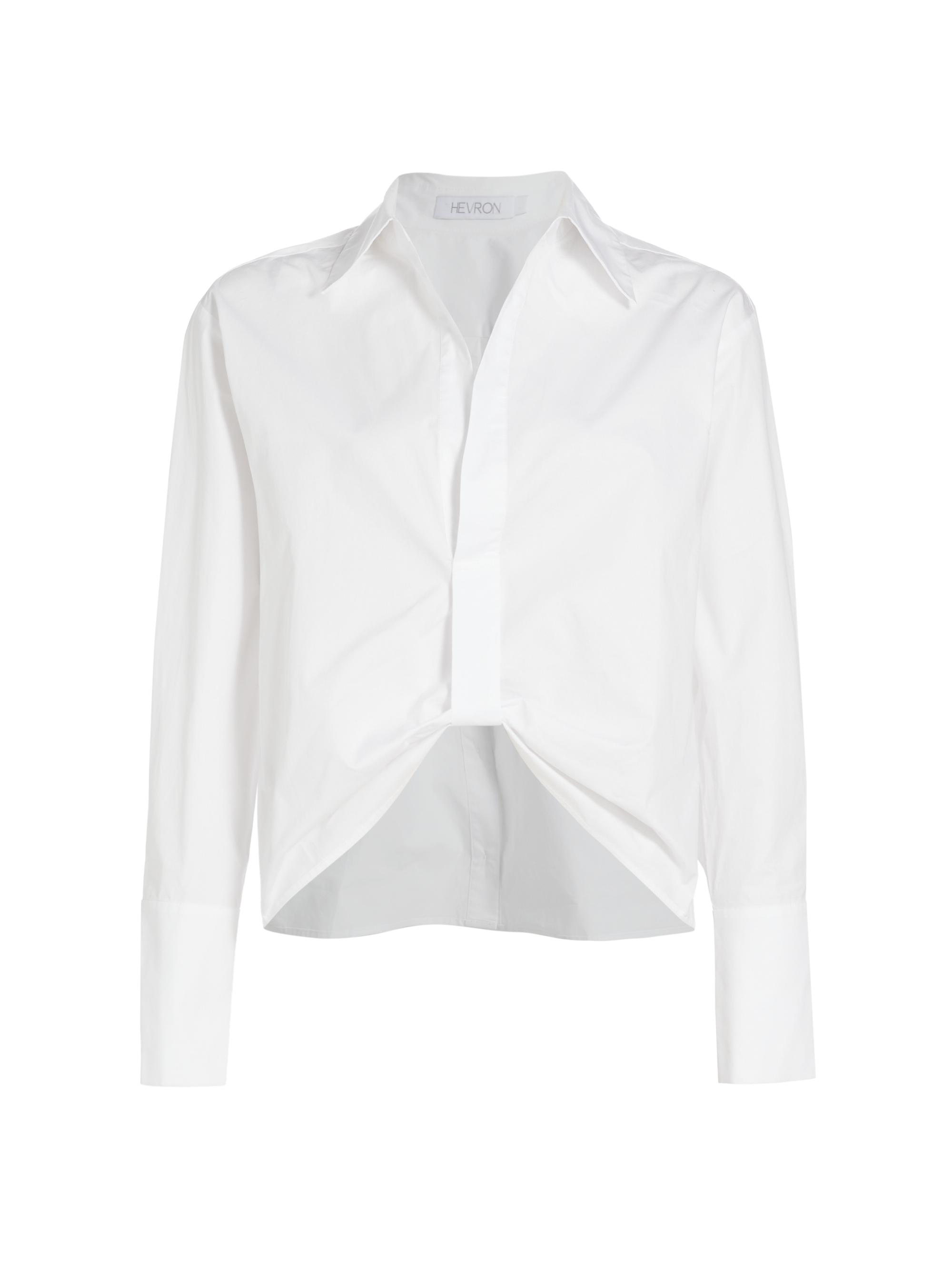 Hevron Women's Paola Poplin Crop Shirt - Cloud