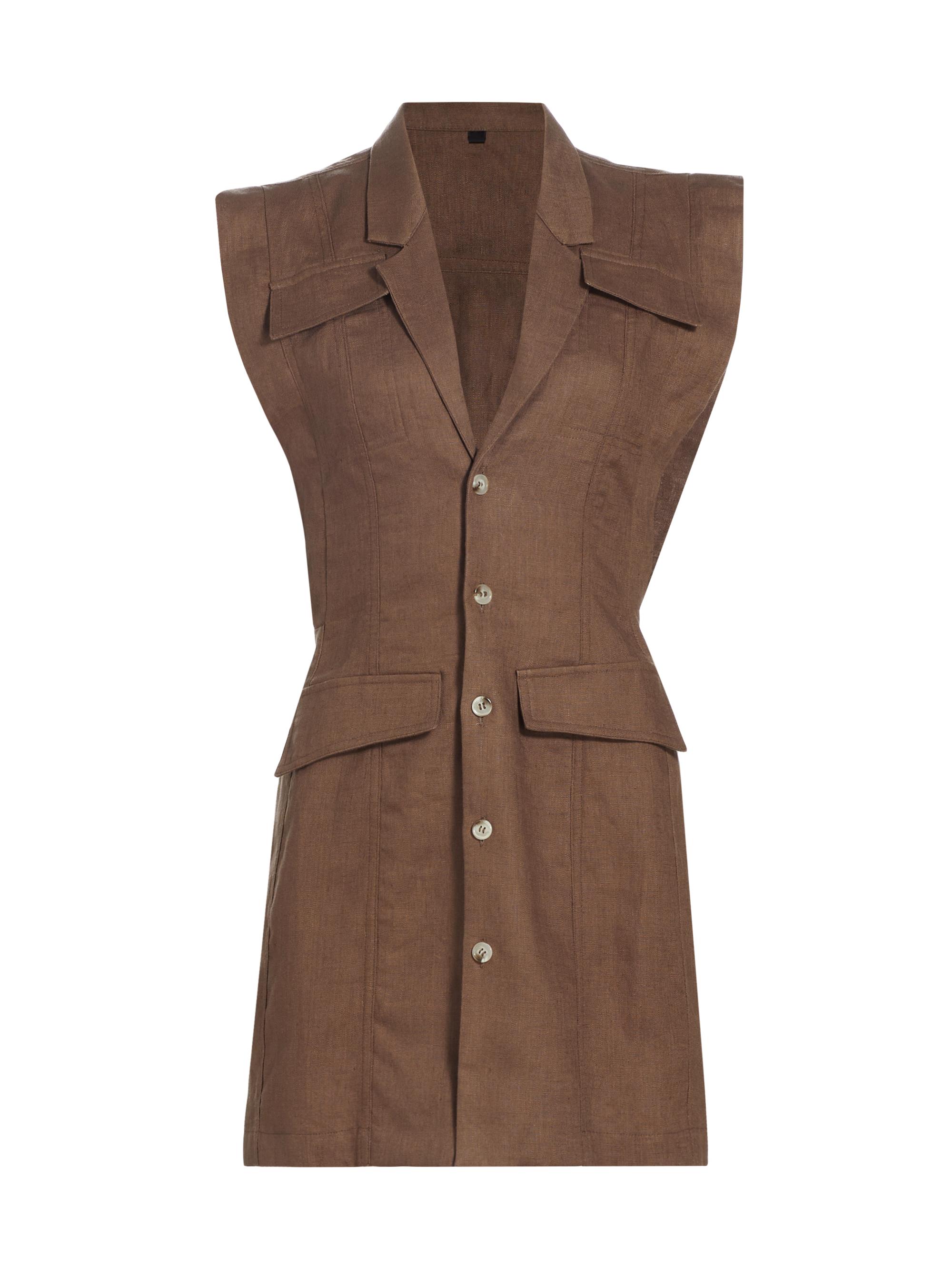 Hevron Women's Becca Sleeveless Linen Minidress - Chocolate