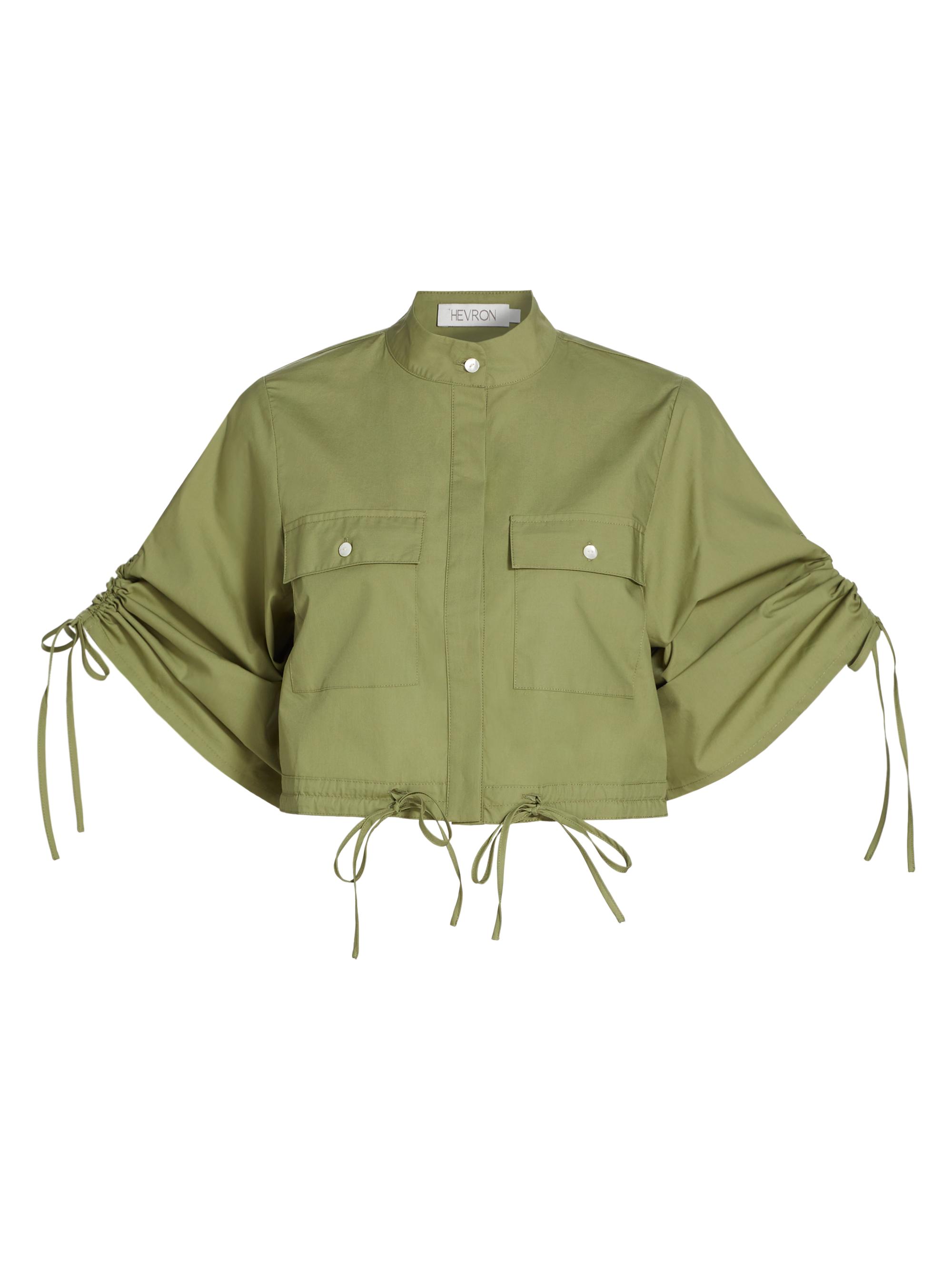 Hevron Women's Eva Cotton Drawstring Crop Top - Sage