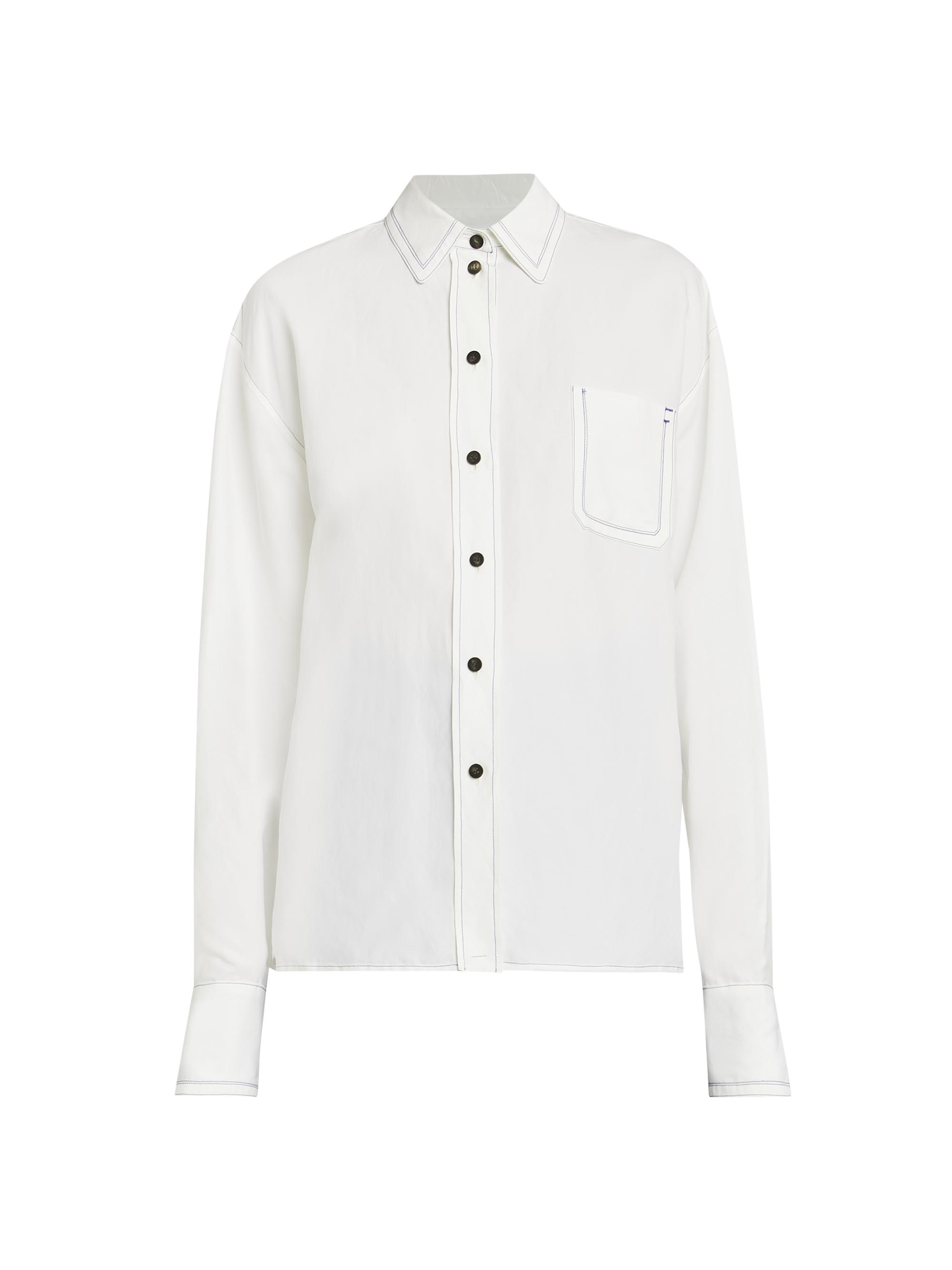 FERRAGAMO Women's Contrast-Stitch Shirt - White