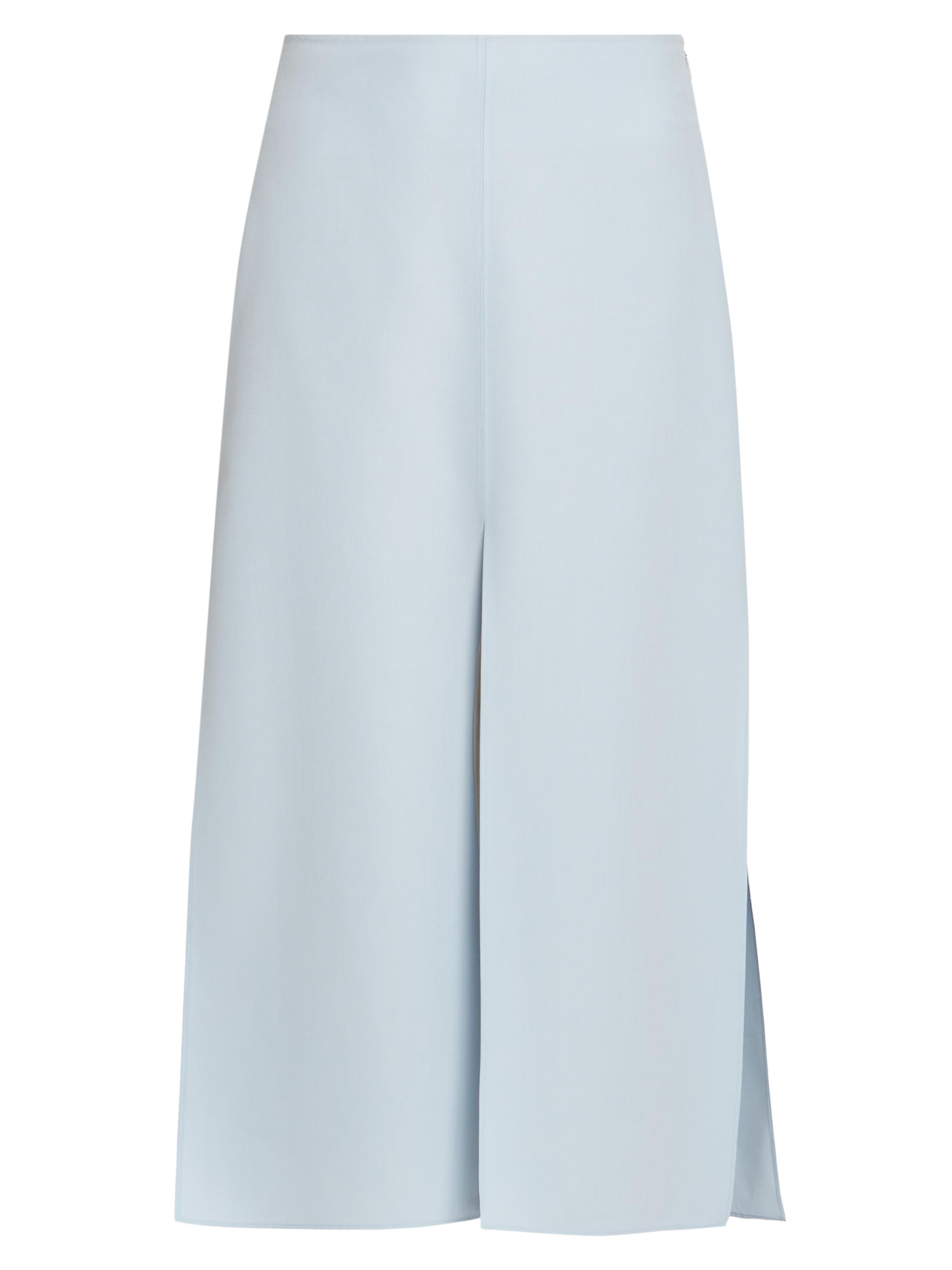 FERRAGAMO Women's Wool-Silk Split Midi-Skirt - Light Blue
