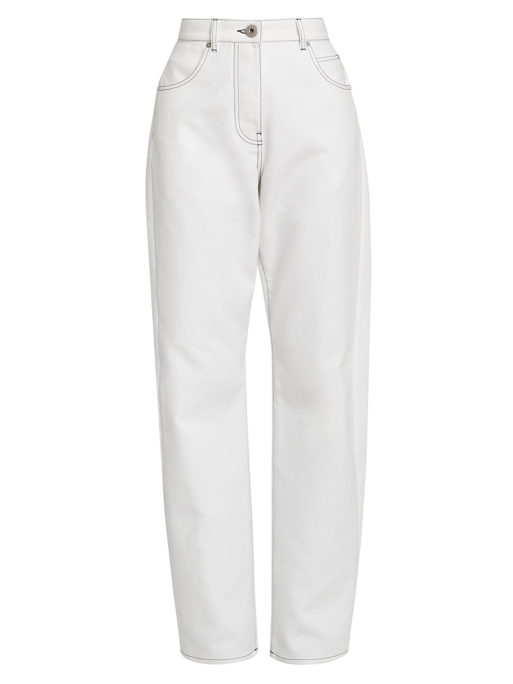 FERRAGAMO Women's Compact Cotton Tapered Pants - White
