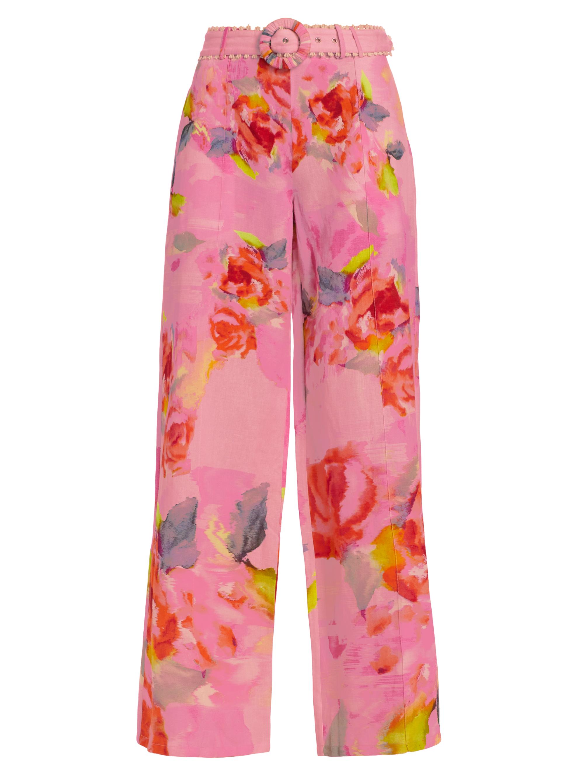 Hemant & Nandita Women's Belted Floral Wide-Leg Pants - Pink Floral