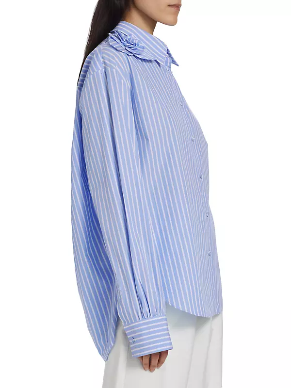 Flor Embellished Striped Cotton Shirt