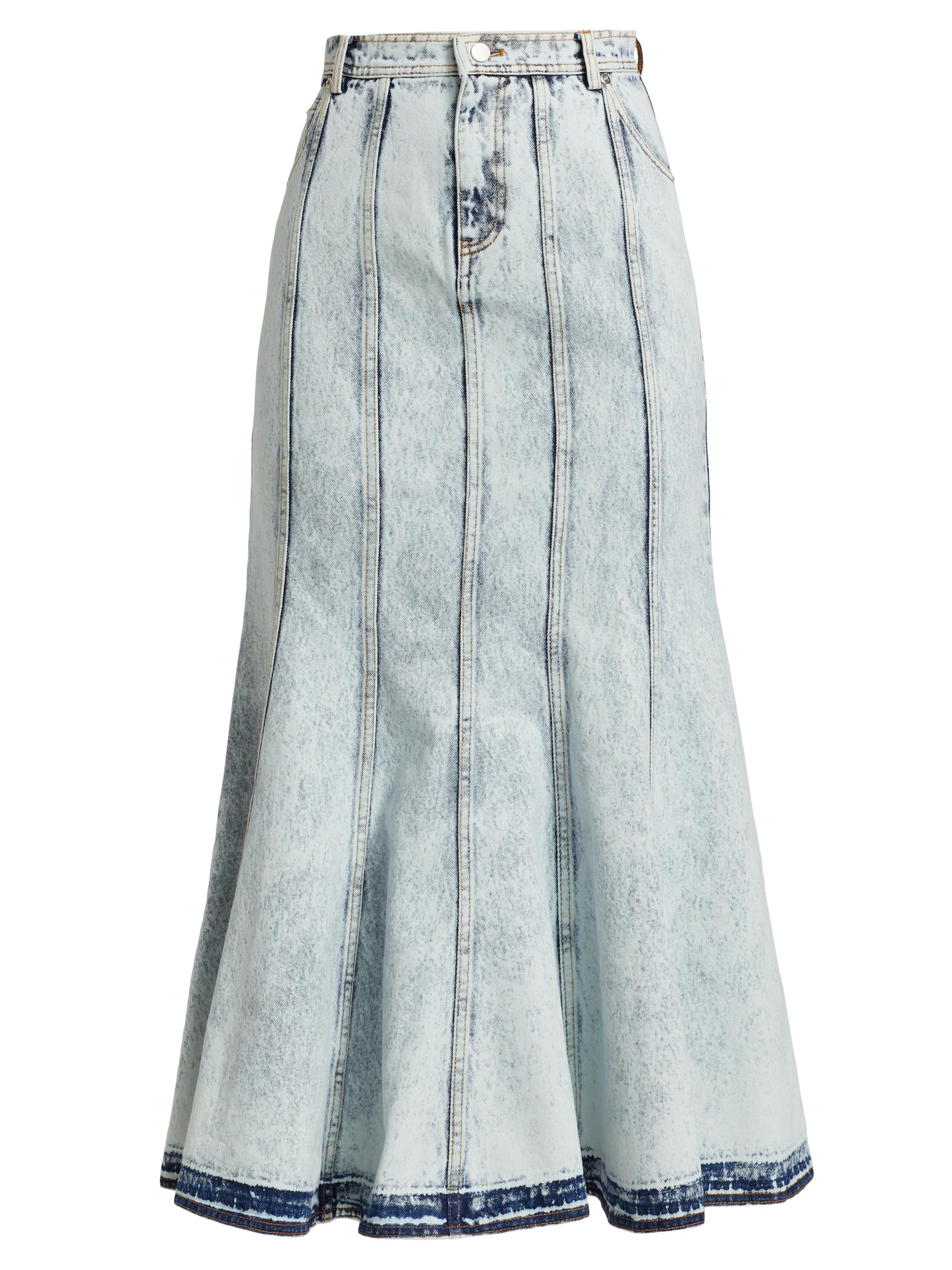 Aknvas Women's Lex Seamed Denim Midi-Skirt - Acid