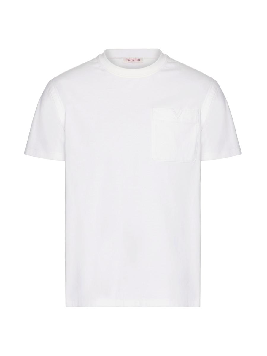 Valentino Garavani Cotton T-Shirt With Topstitched V Detail | Saks