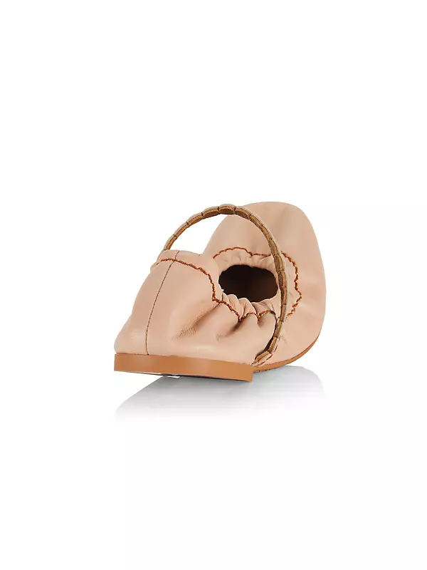 Shop See by Chloé Kaddy Scalloped Leather Ballet Flats