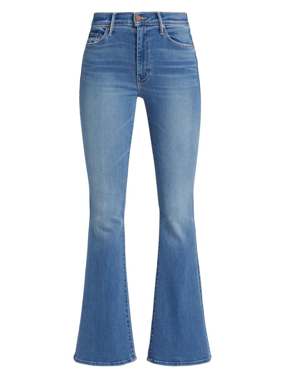 ★★ ★★ Here Mid Blue High Rise Wide Fit 375 Fu Miss Me Women's Abstract Stitch Mid-Rise Bootcut Jeans (Dark
