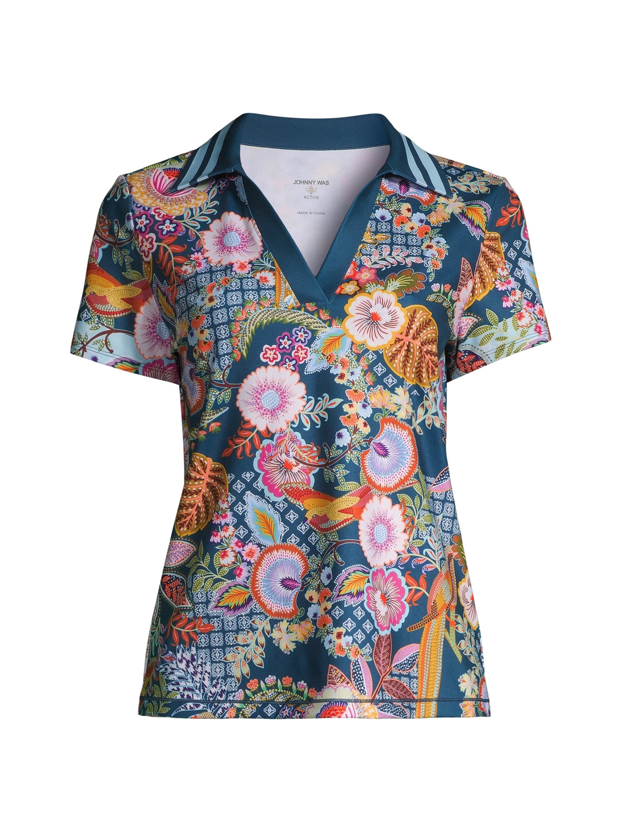 Johnny Was Women's Wild Bird Floral Polo Shirt