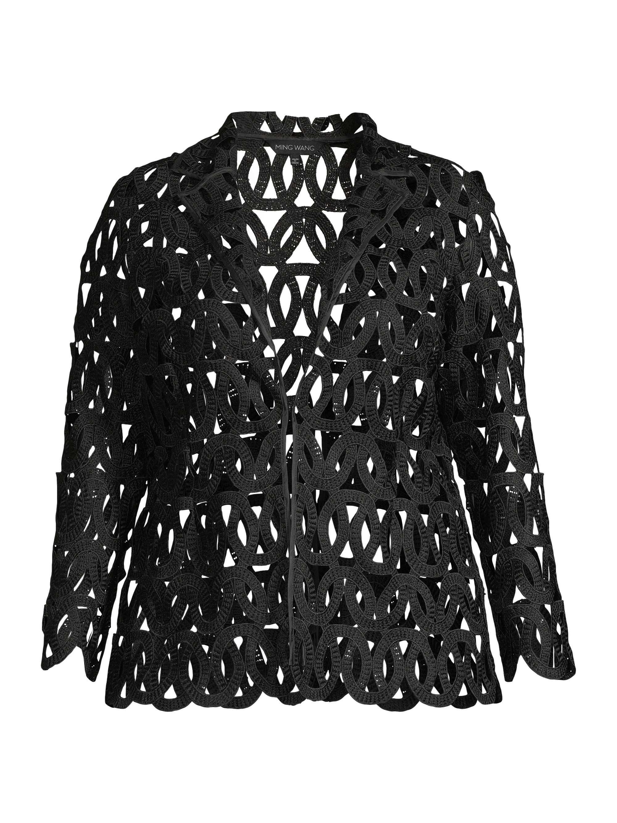 Ming Wang Women's Cutwork Jacket - Black