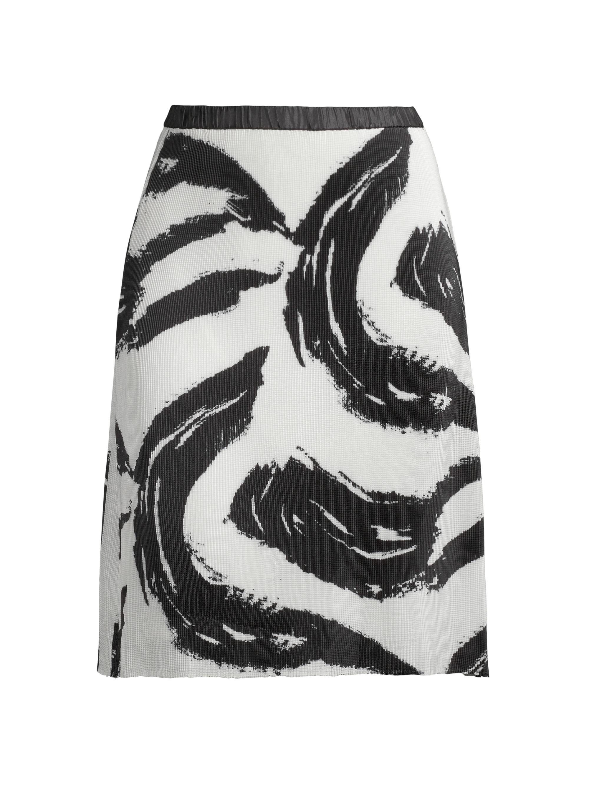 Ming Wang Women's Plus Abstract A-Line Midi-Skirt - Black White