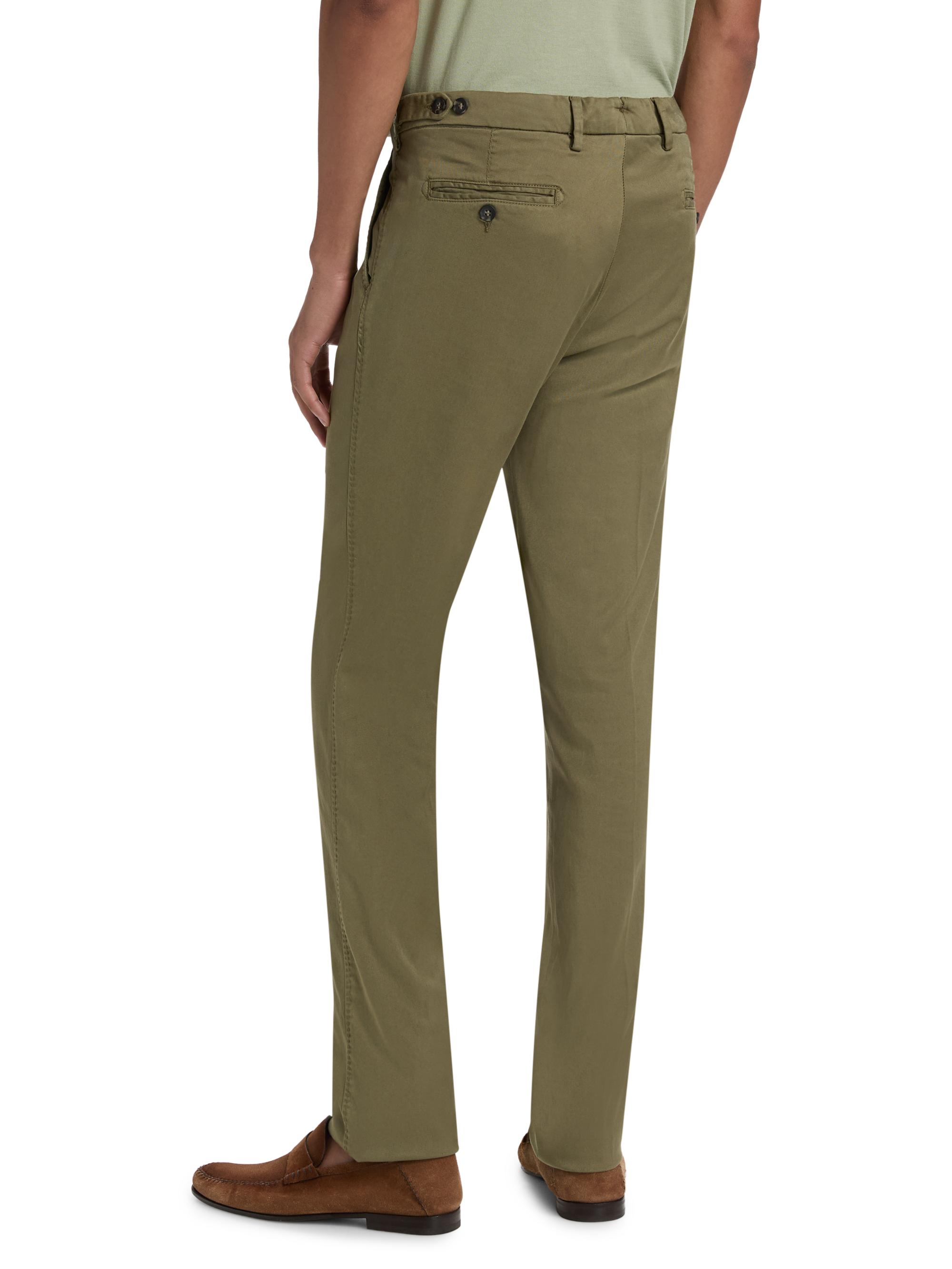 Sartorio Napoli Men's Flat-Front Cotton-Blend Trousers - Olive Green | Thumbnail 5