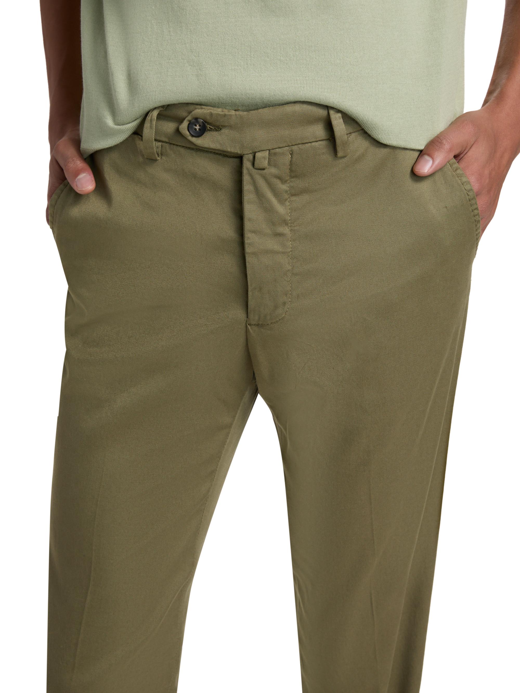 Sartorio Napoli Men's Flat-Front Cotton-Blend Trousers - Olive Green | Thumbnail 6