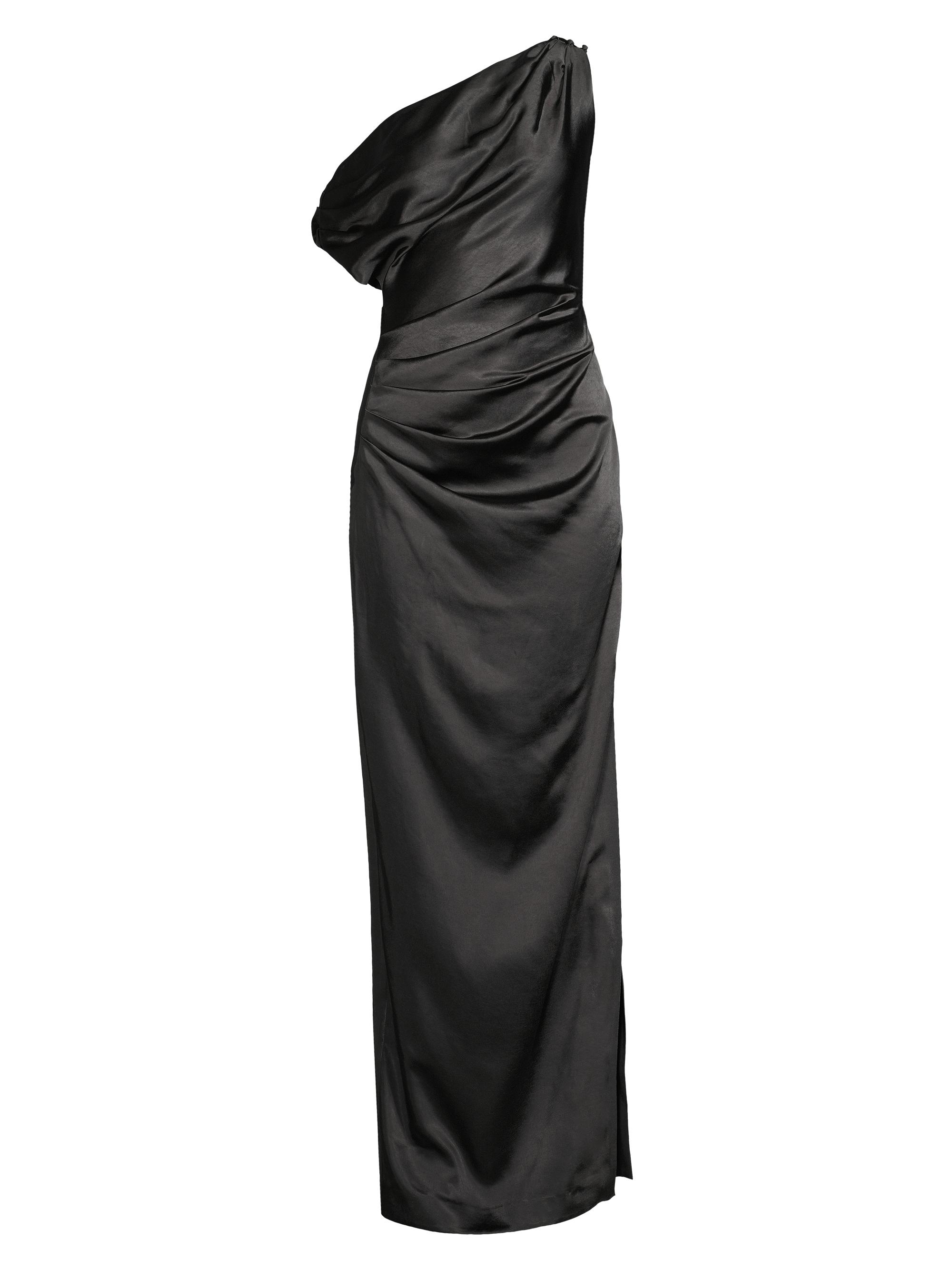 Misha Women's Aster Draped Satin Gown - Black