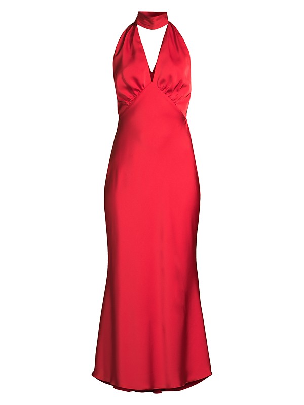 Shop Misha Federica Satin Halter Midi-Dress | Saks Fifth Avenue Shop Misha Federica Satin Halter Midi-Dress | Saks Fifth Avenue