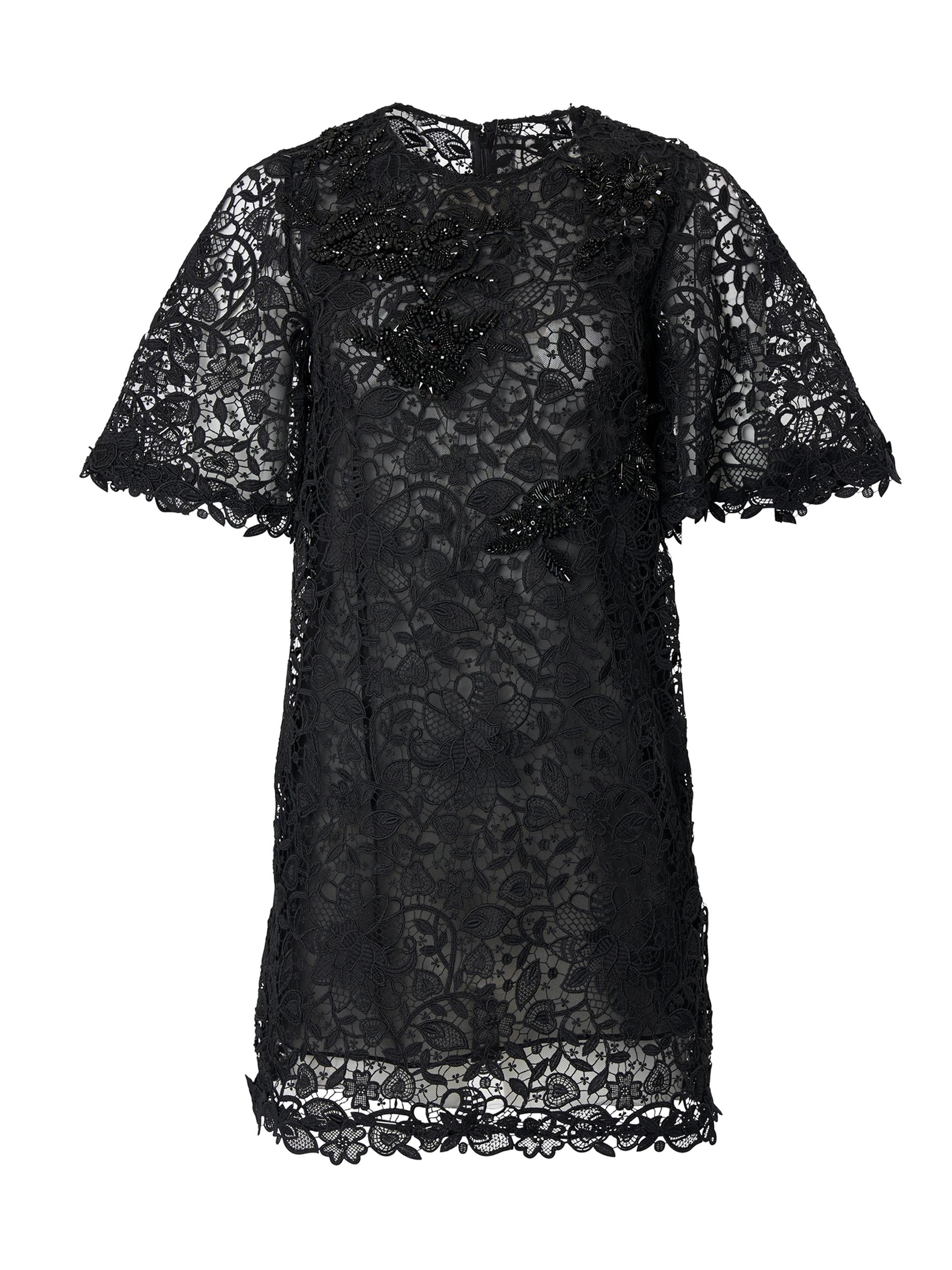 Carolina Herrera Women's Beaded Lace Shift Minidress - Black