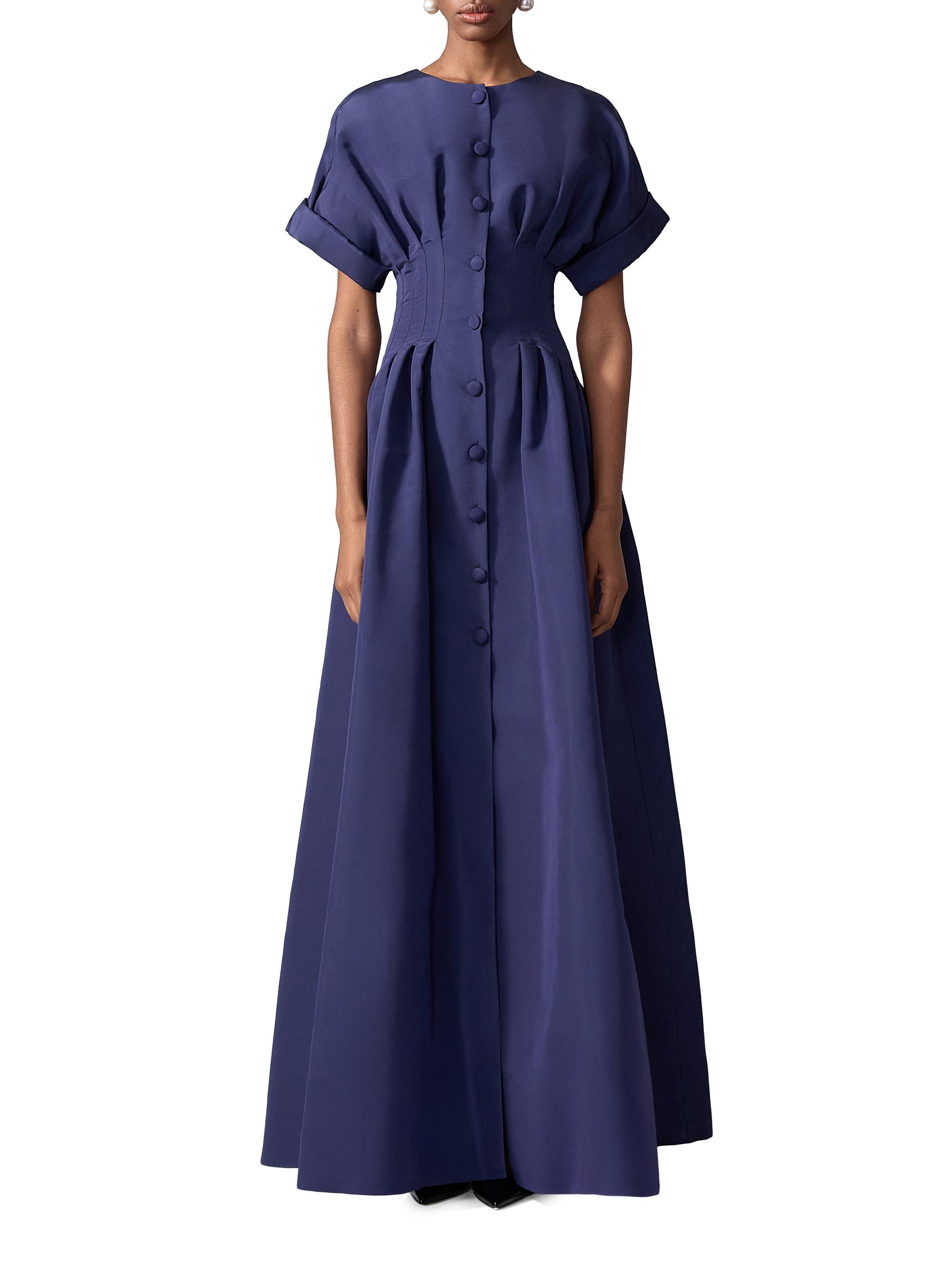 carolina herrera taffeta shirt dress Carolina Herrera Corset-Waist Button-Front Gown
