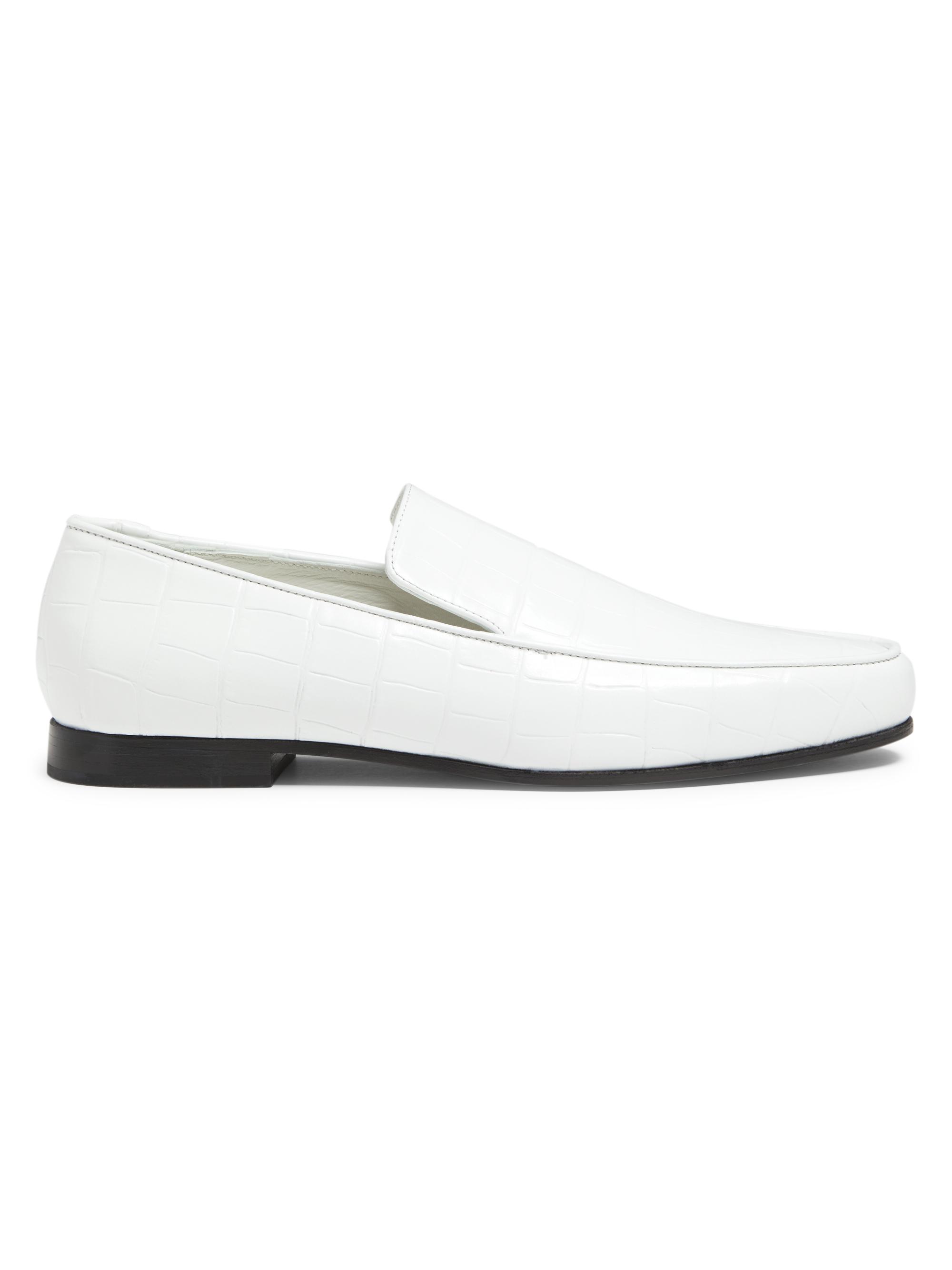 Toteme Women's The Croco Embossed-Leather Loafers - White