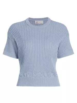 Short Sleeve Rib Knit Sweater