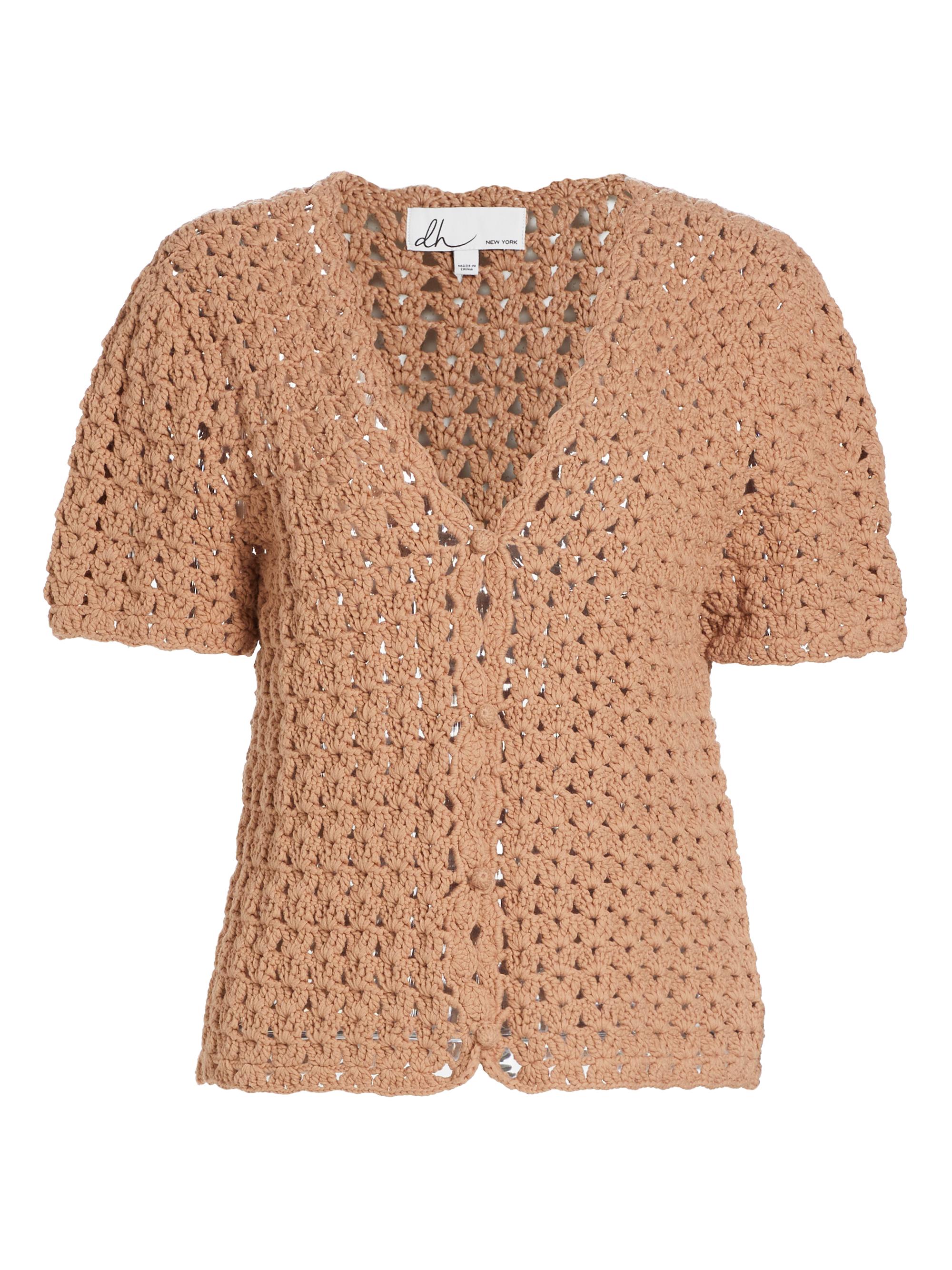 dh New York Women's Penny Short-Sleeve Knit Cardigan - Driftwood