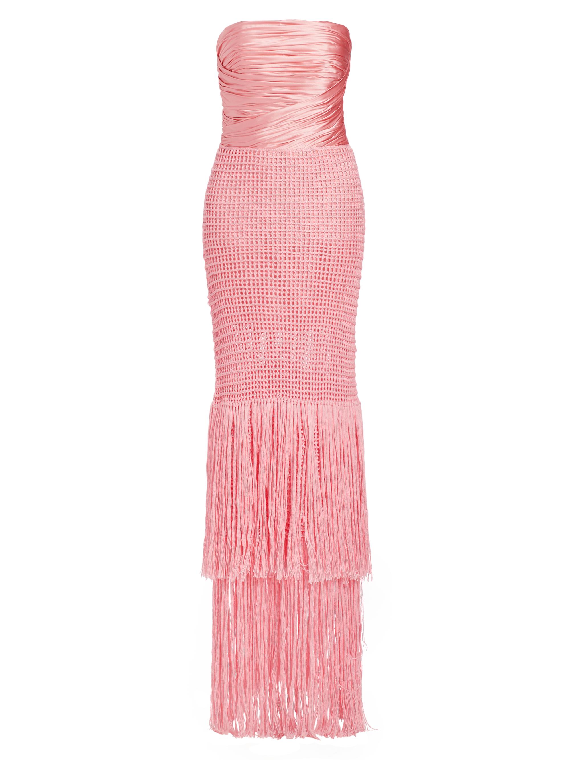 Alejandra Alonso Rojas Women's Draped Bustier Crochet & Silk Column Gown - Rose