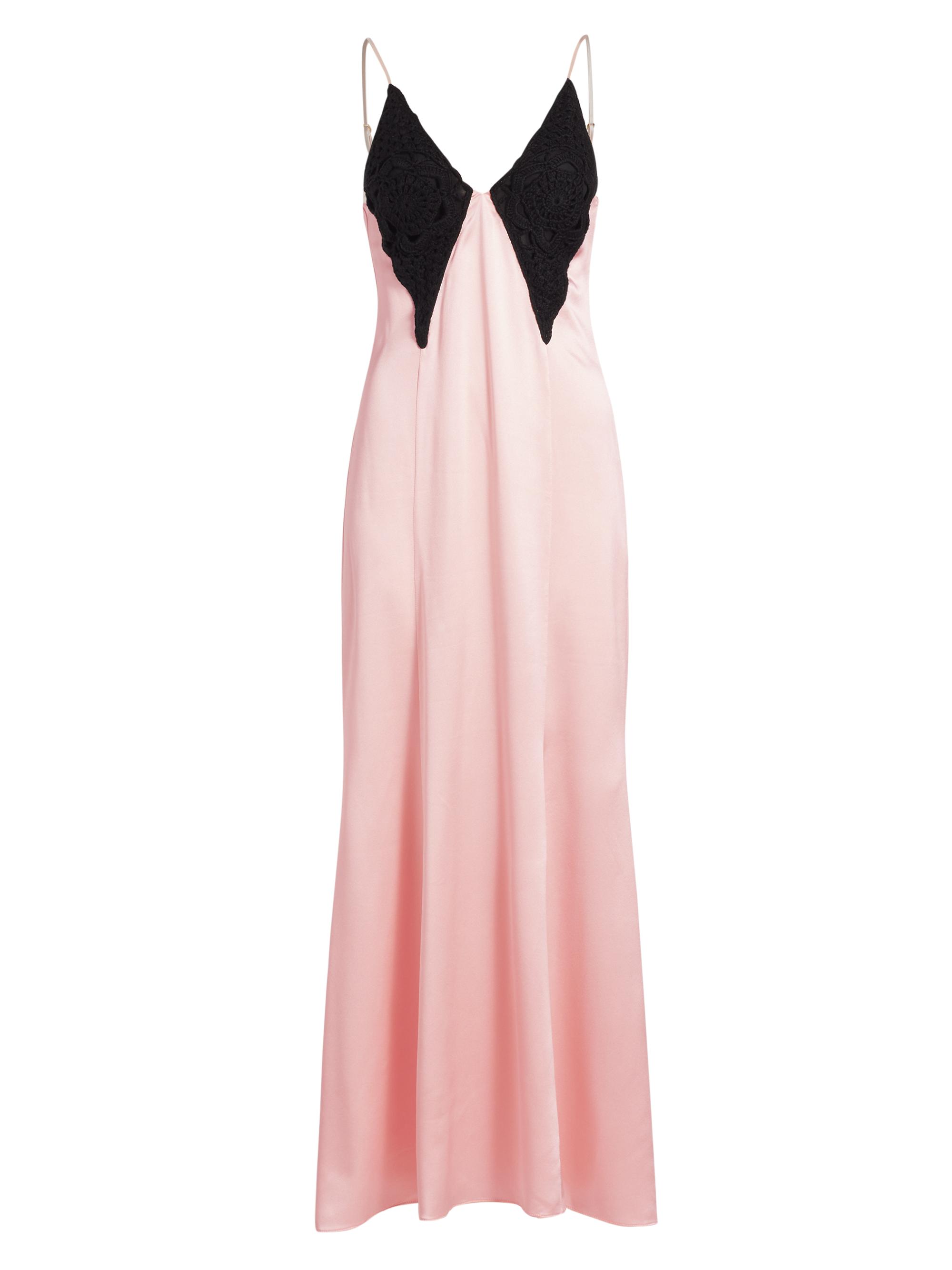 Alejandra Alonso Rojas Women's Crochet Bodice Silk Slip Gown - Pink And Black