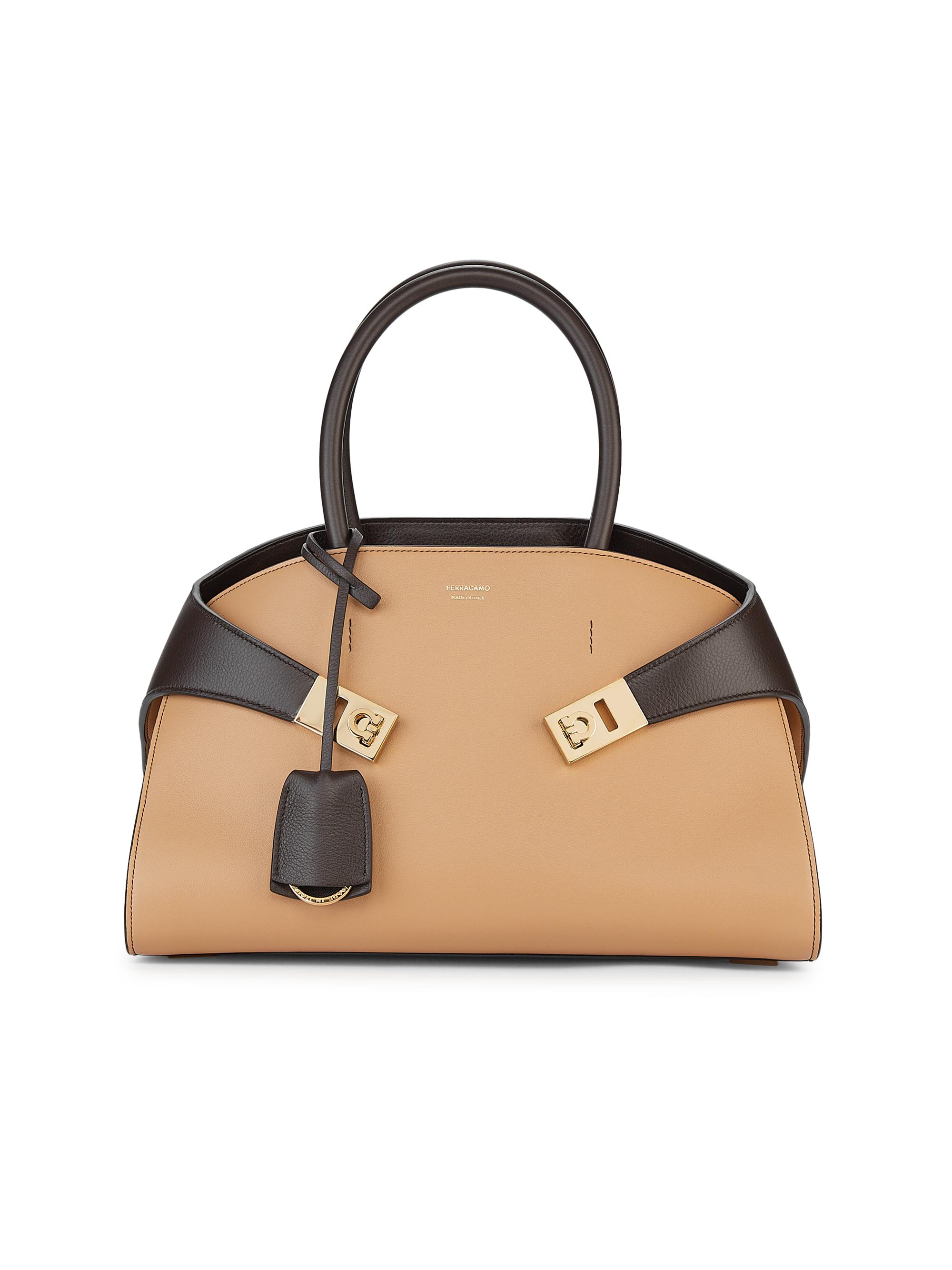 FERRAGAMO Women's Hug  Leather Top-Handle Bag - Light Camel