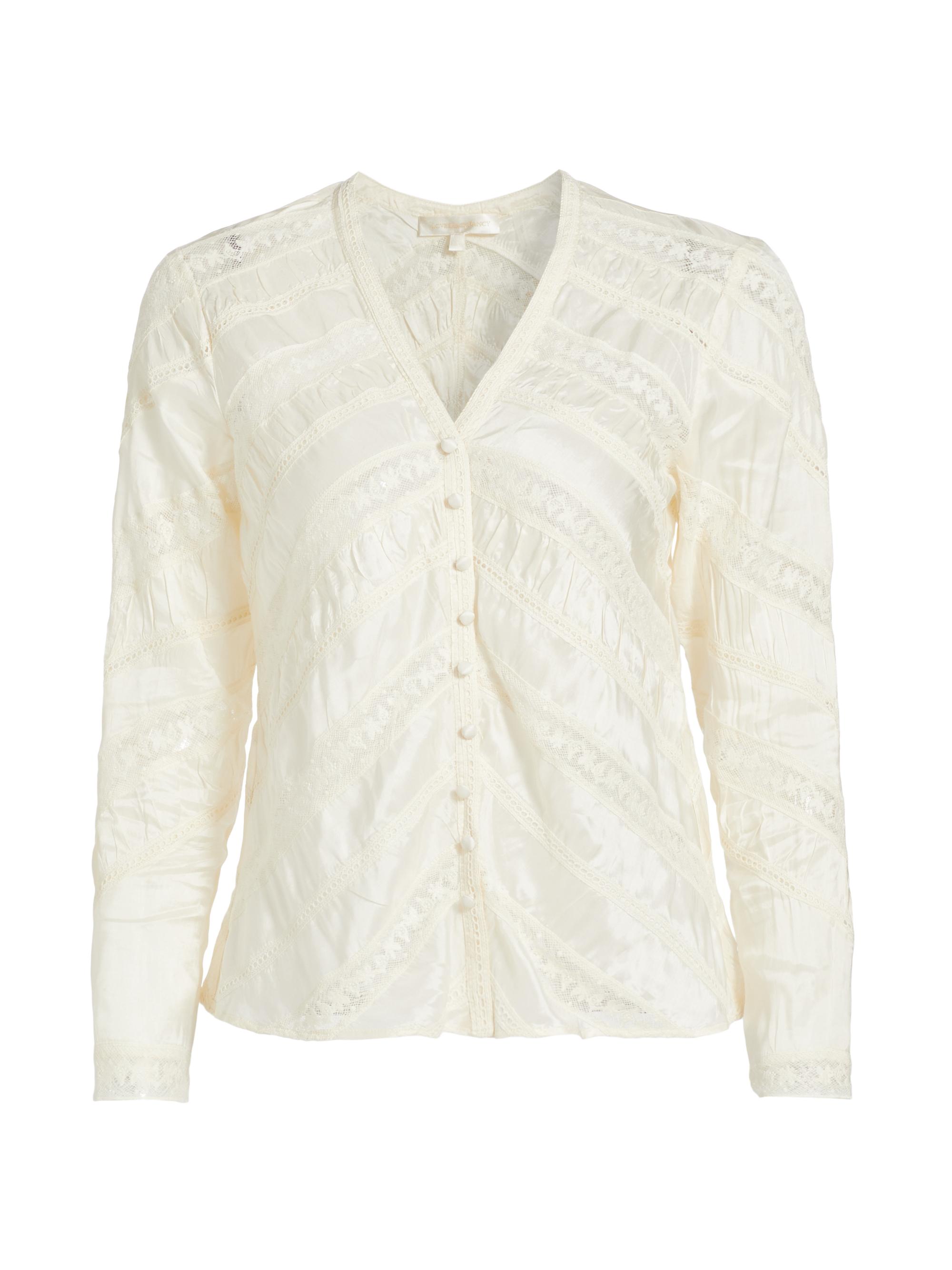 LoveShackFancy Women's Tandra Textured Lace Top - Antique White