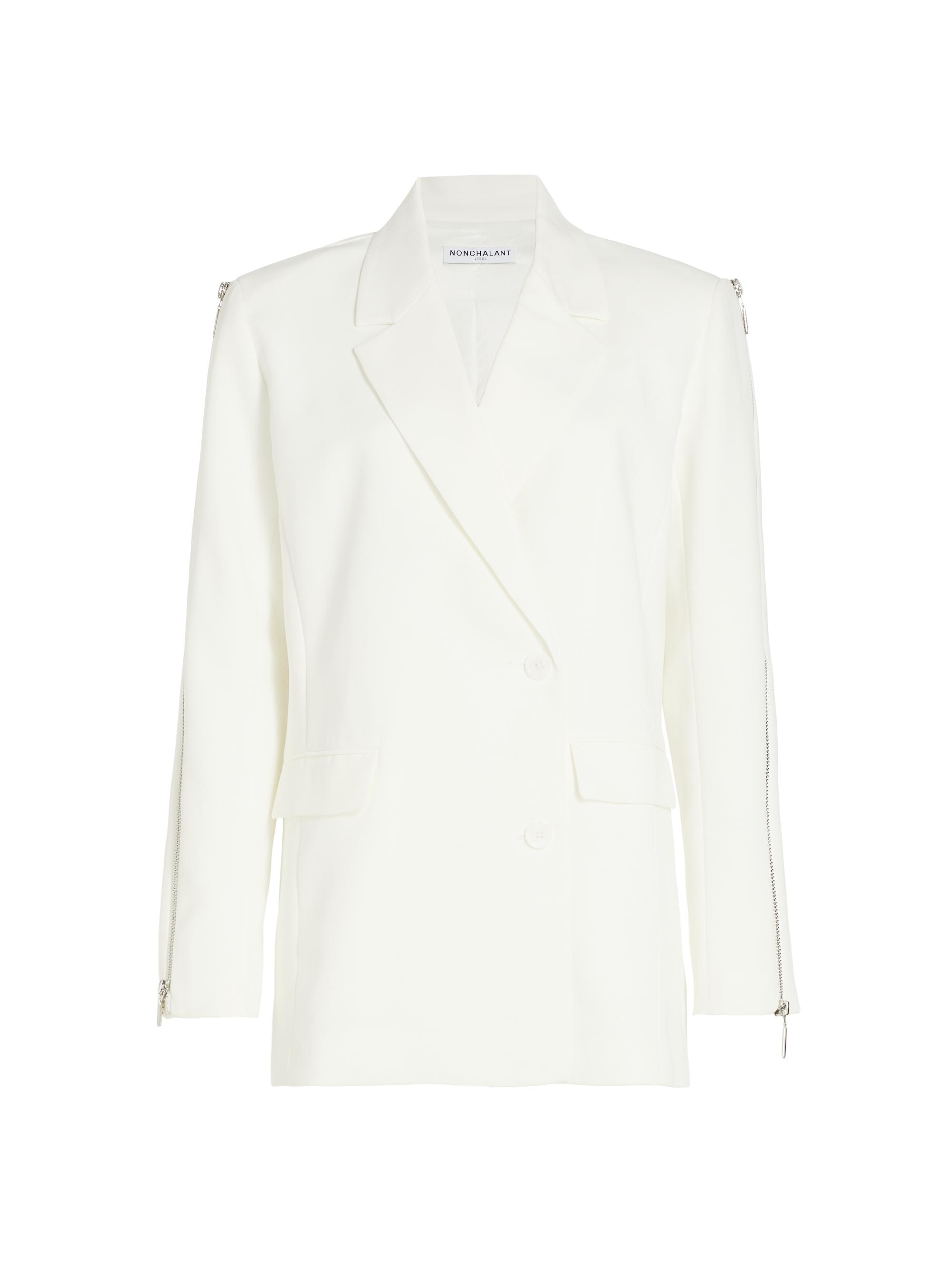 Nonchalant Label Women's Iver Zip-Sleeve Crepe Blazer - White