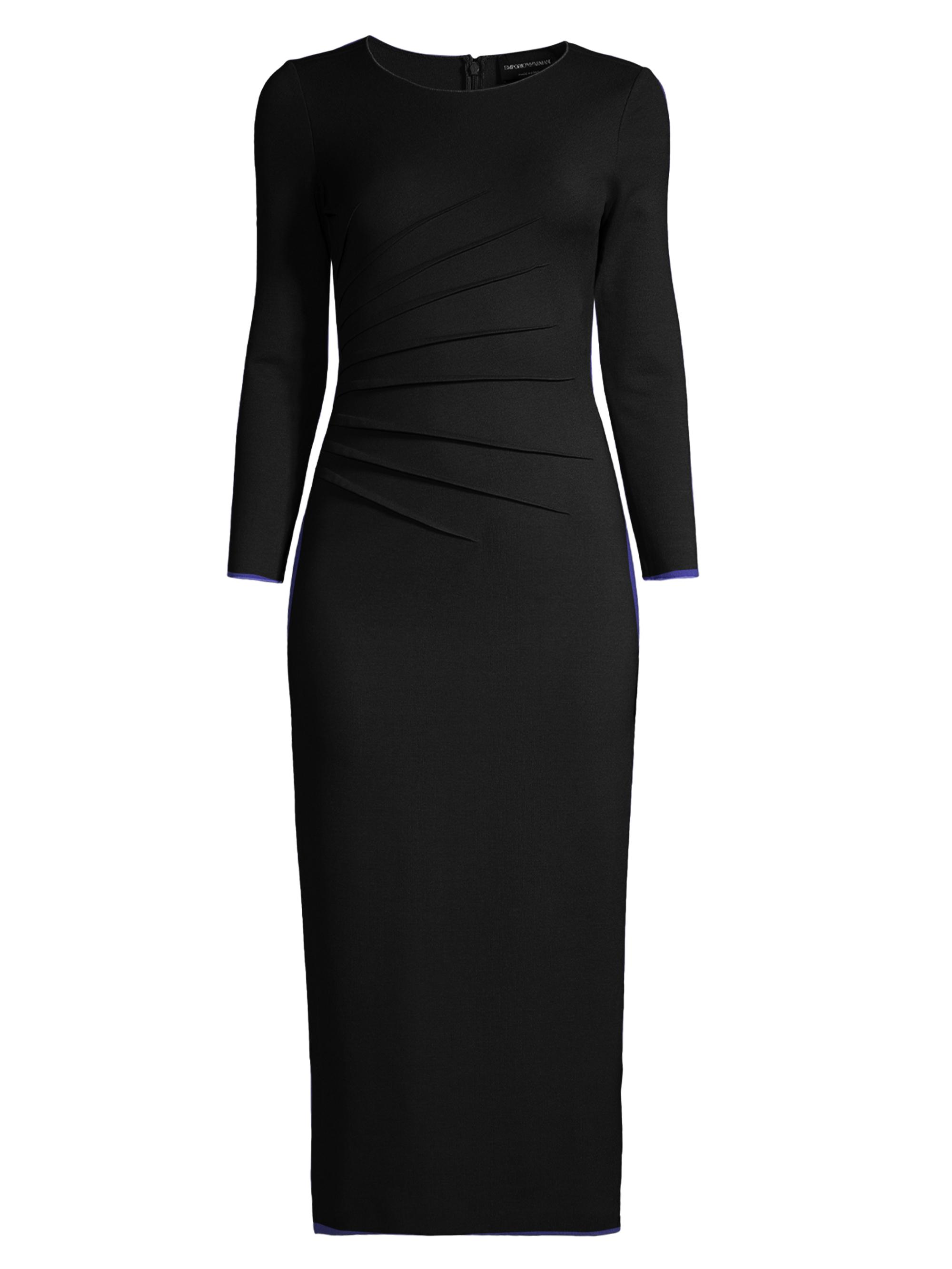 Emporio Armani Women's Long-Sleeve Milano Jersey Midi-Dress - Black