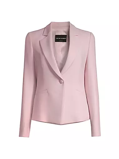 Peaked Crepe Cady One-Button Blazer
