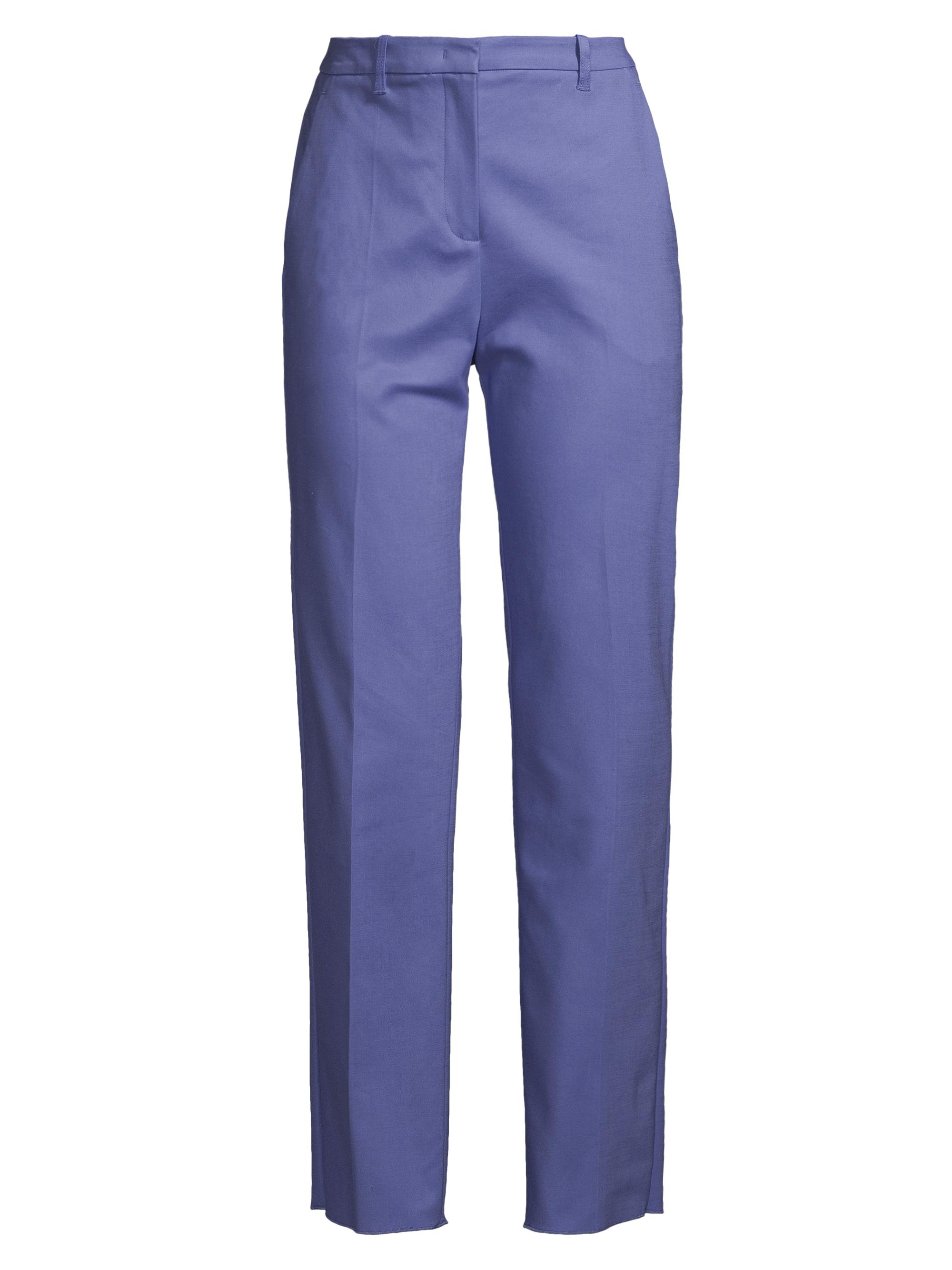 Emporio Armani Women's Straight-Leg Cotton-Blend Trousers - Deep Blue