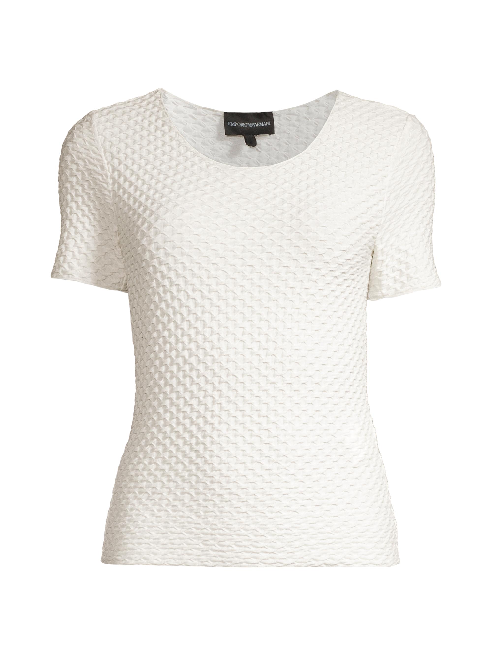 Emporio Armani Women's Textured Jersey Pullover T-Shirt - White