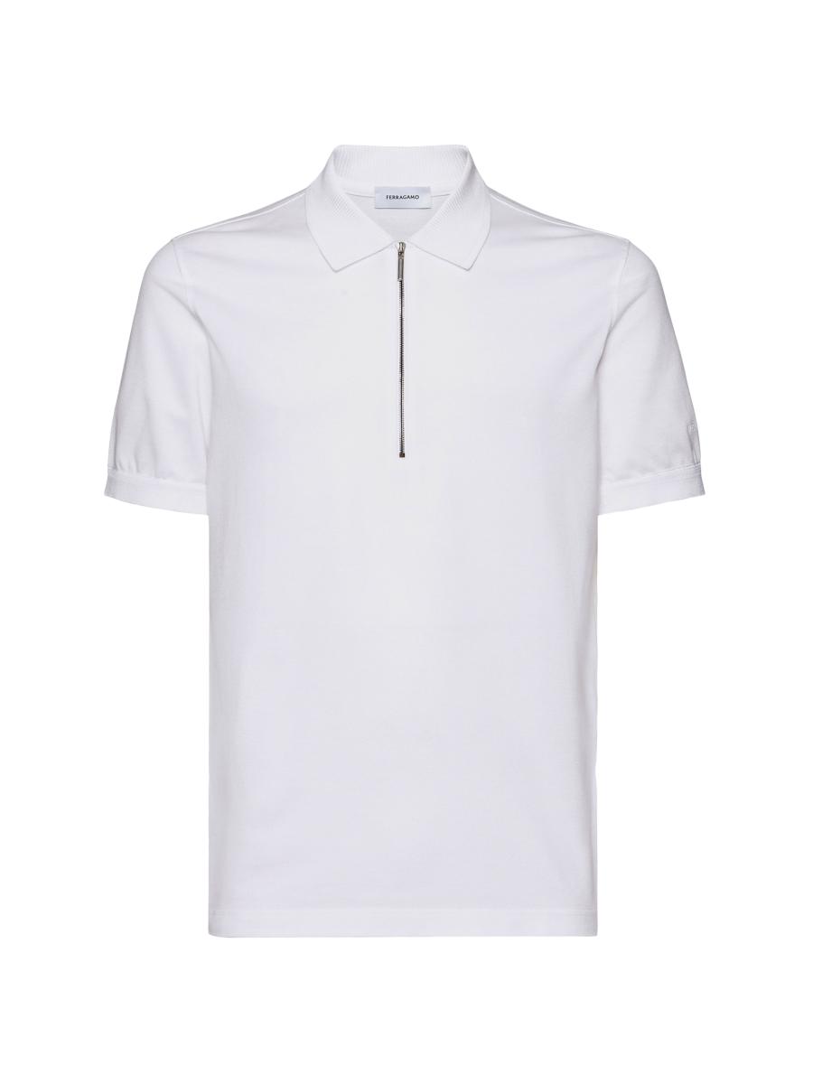 Ferragamo Men's Cotton Polo Shirt In White