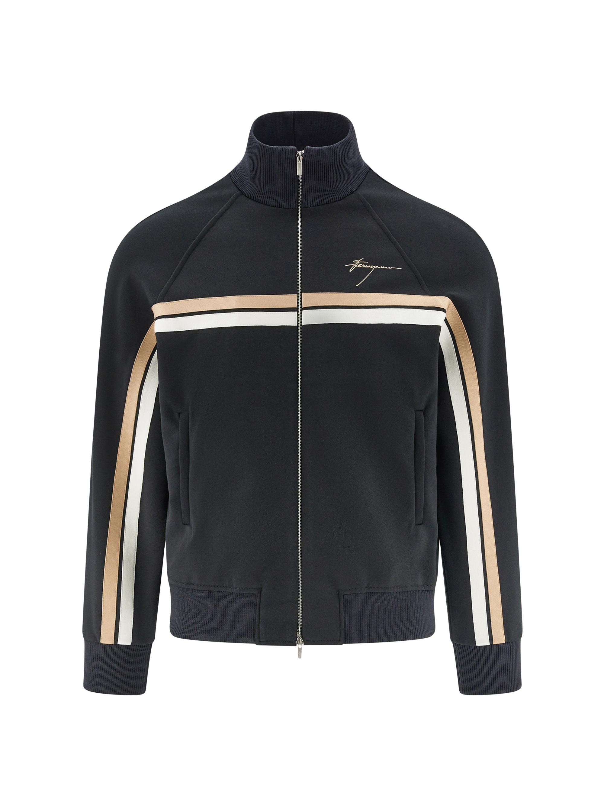 FERRAGAMO Men's Striped Cotton-Blend Jacket - Black