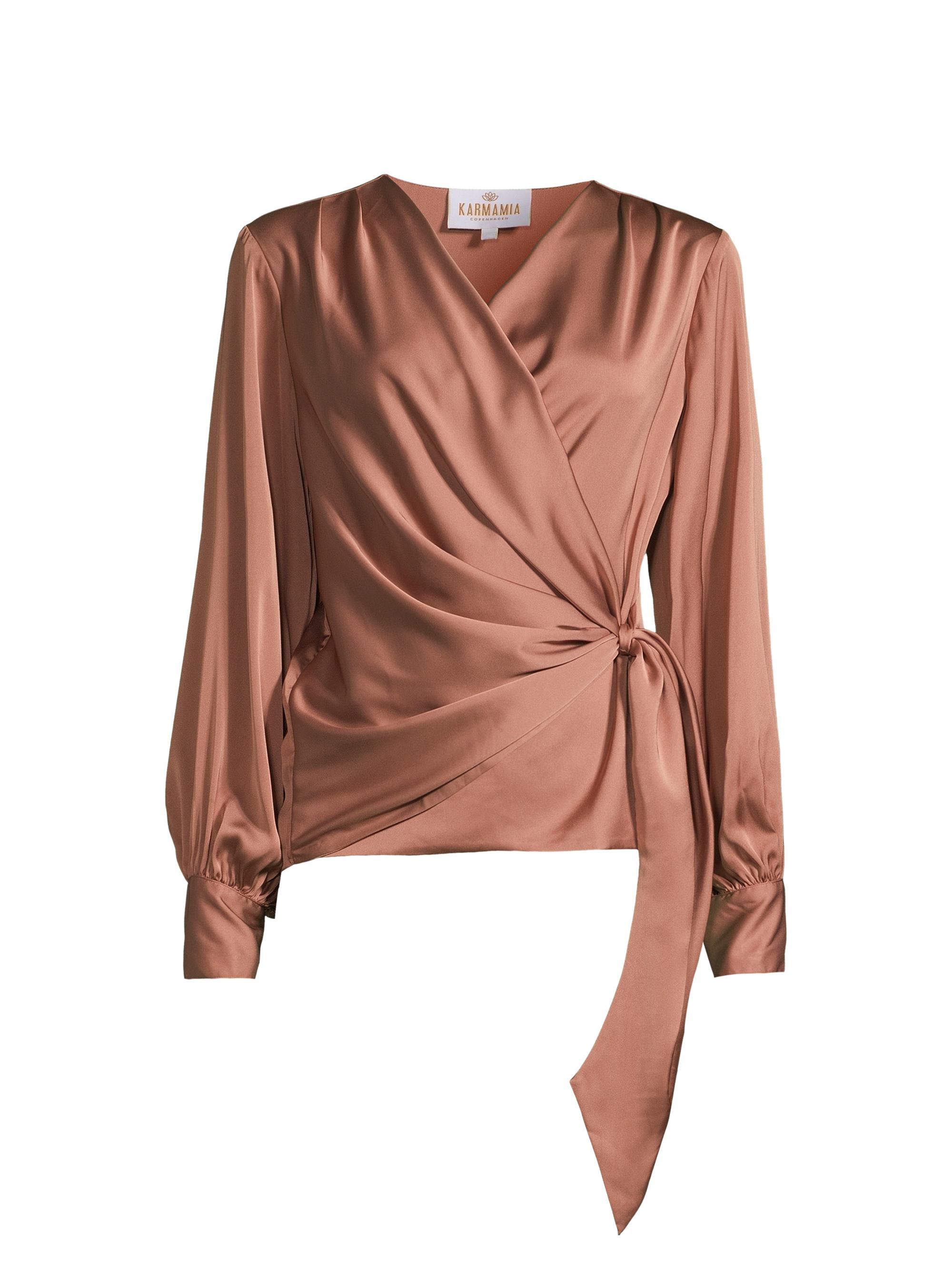 Karmamia Women's Ines Satin Wrap Blouse - Caramel
