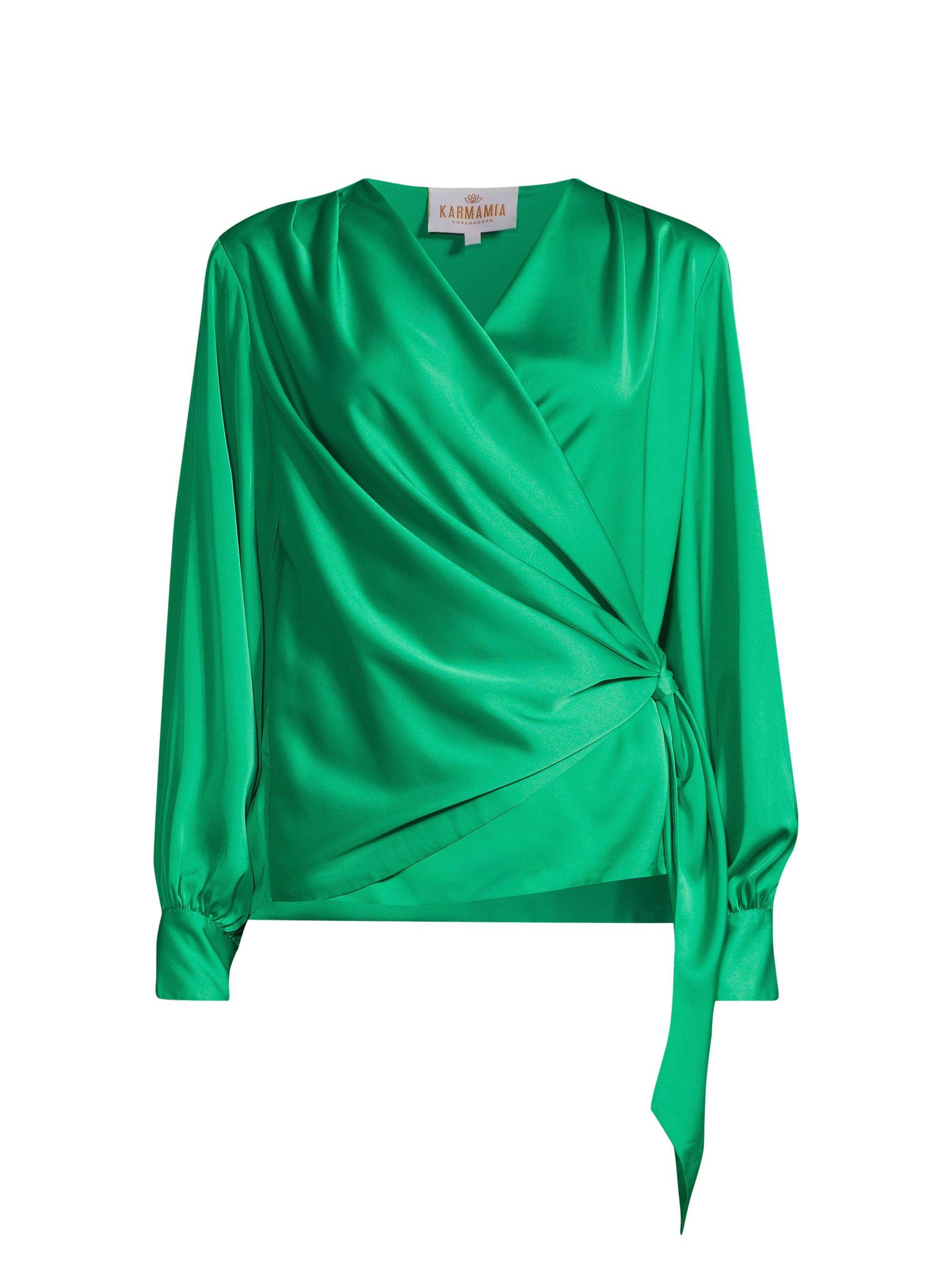 Karmamia Women's Ines Satin Wrap Blouse - Emerald