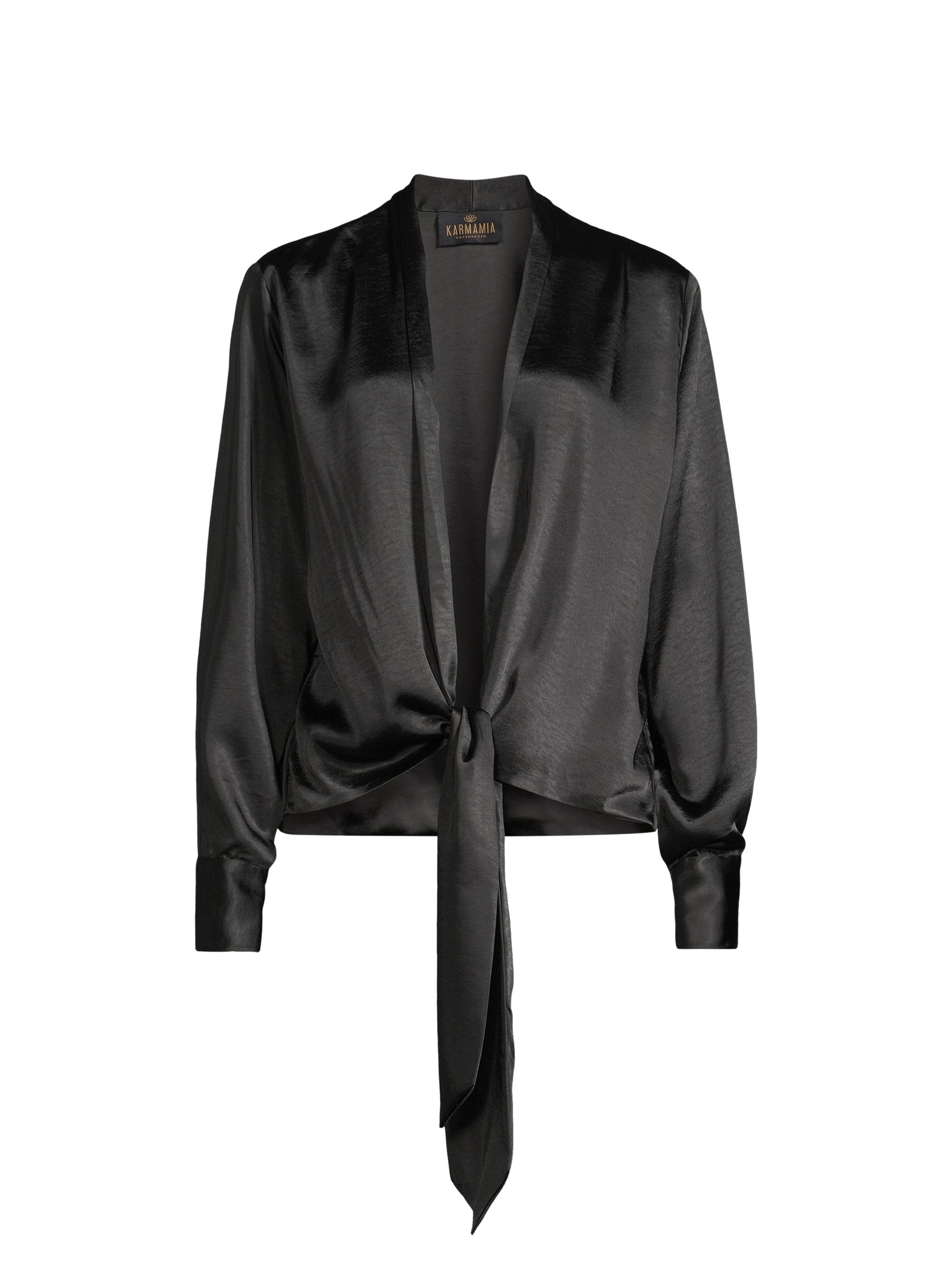 Karmamia Women's Satin Wrap Top - Black Rich Satin