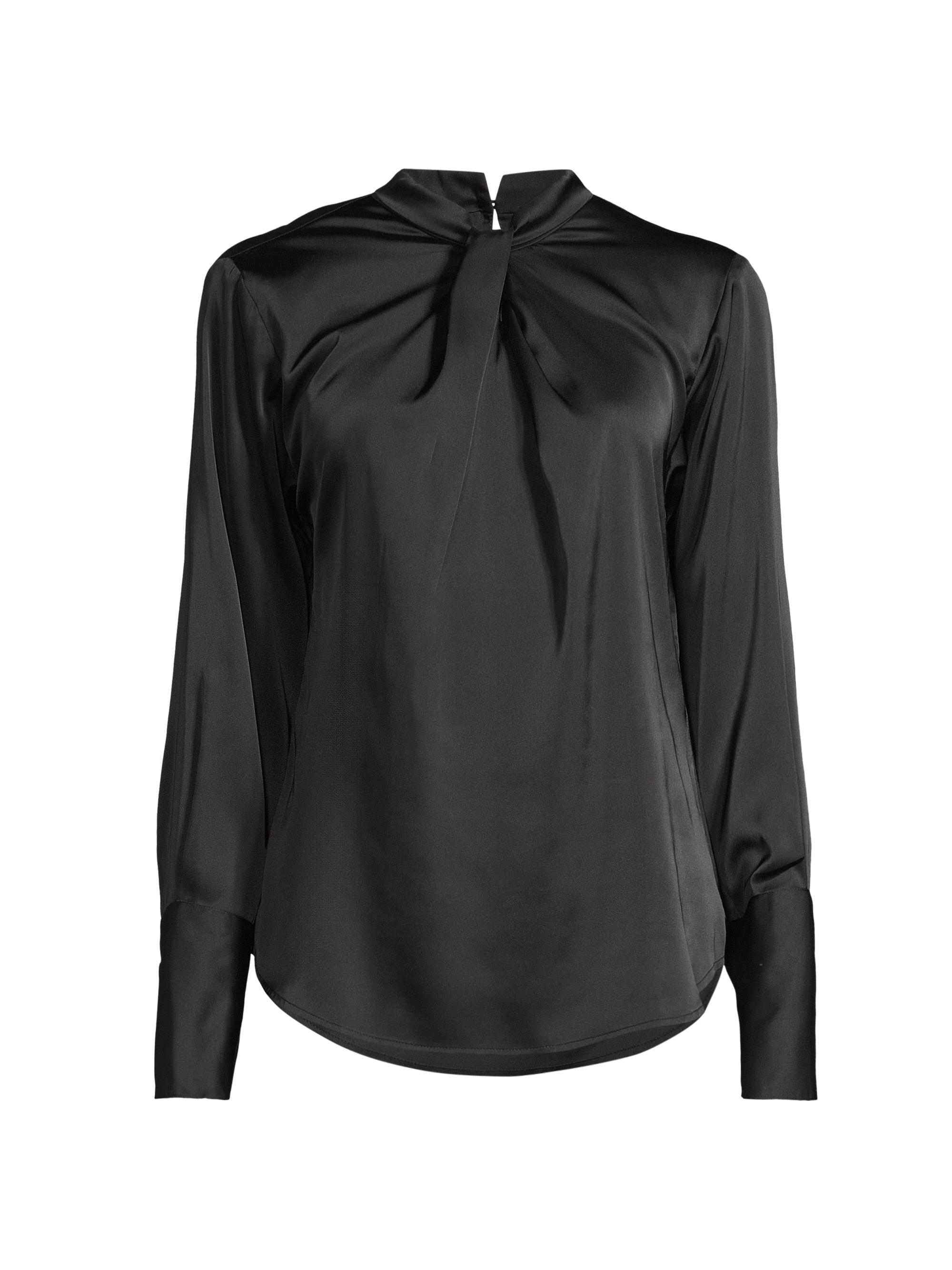 Karmamia Women's Tara Twisted Satin Blouse - Black