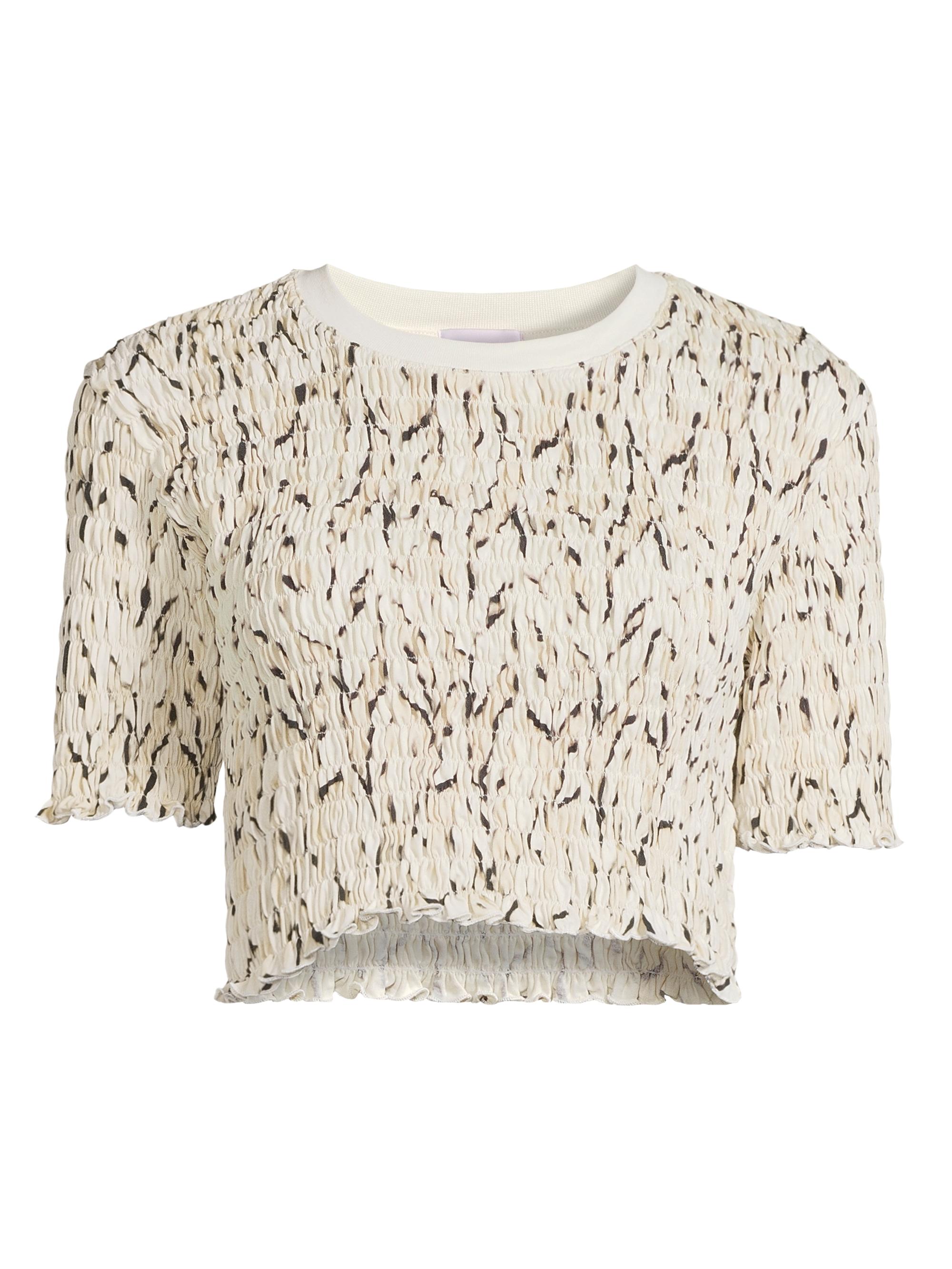 Stella Jean Women's Geometric Smocked Crop T-Shirt