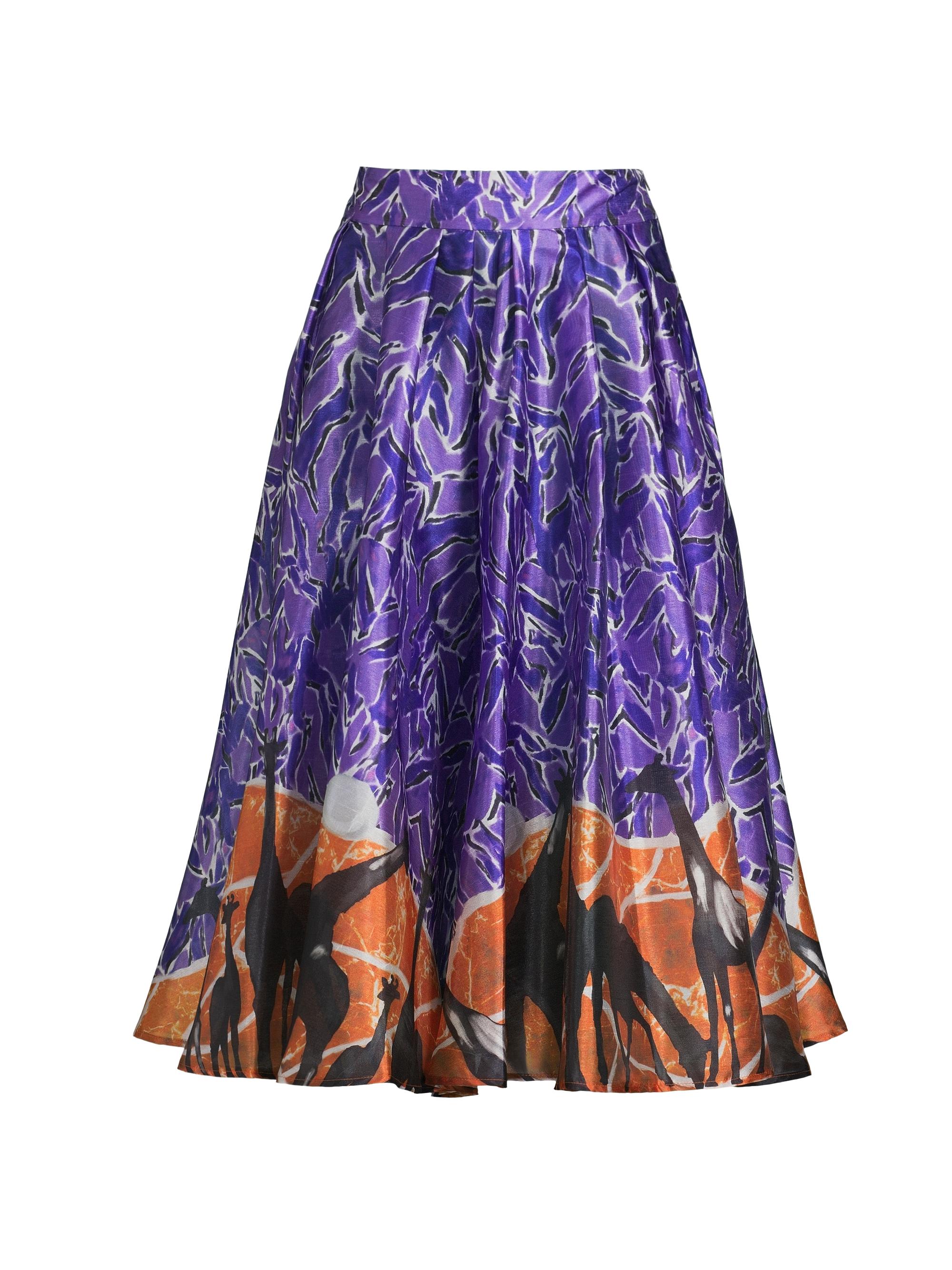 Stella Jean Women's Abstract Giraffe Pleated Midi-Skirt