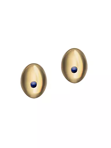 Birdie 14K-Gold-Plated & Lapis Lazuli Oval Stud Earrings