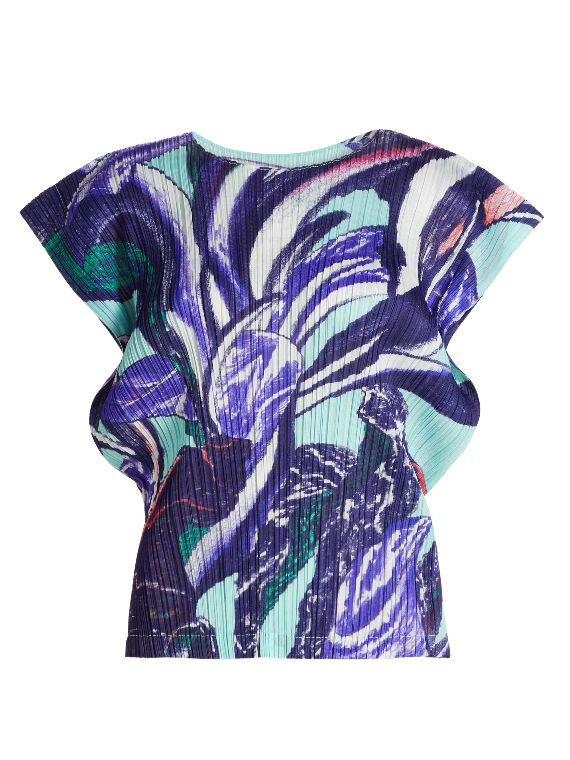 Pleats Please Issey Miyake Women's Tardivo Plissé Cap-Sleeve Top - Khaki