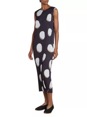 Bean Dots Pleated Midi-Dress