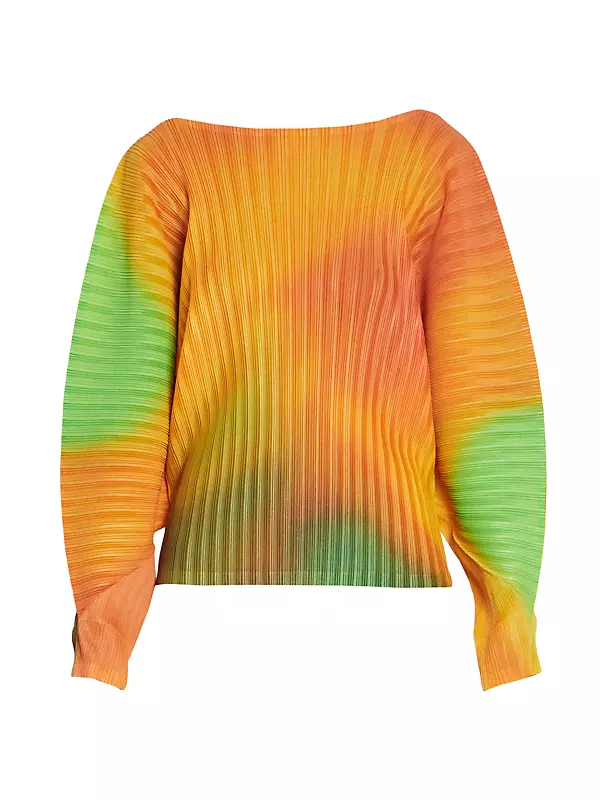Melty Abstract Ribbed Long-Sleeve Top
