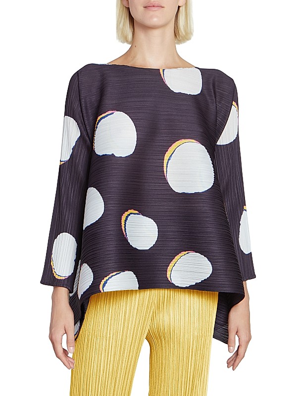 Shop Pleats Please Issey Miyake Bean Dots Long-Sleeve Top Shop Pleats Please Issey Miyake Bean Dots Long-Sleeve Top
