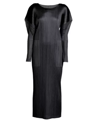 Shop Pleats Please Issey Miyake February Pleated Long-Sleeve Midi-Dress |  Saks Fifth Avenue