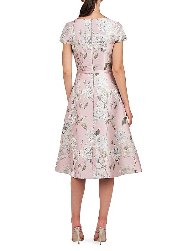 Shop Kay Unger Mira Floral Jacquard Belted Midi-Dress | Saks Shop Kay Unger Mira Floral Jacquard Belted Midi-Dress | Saks