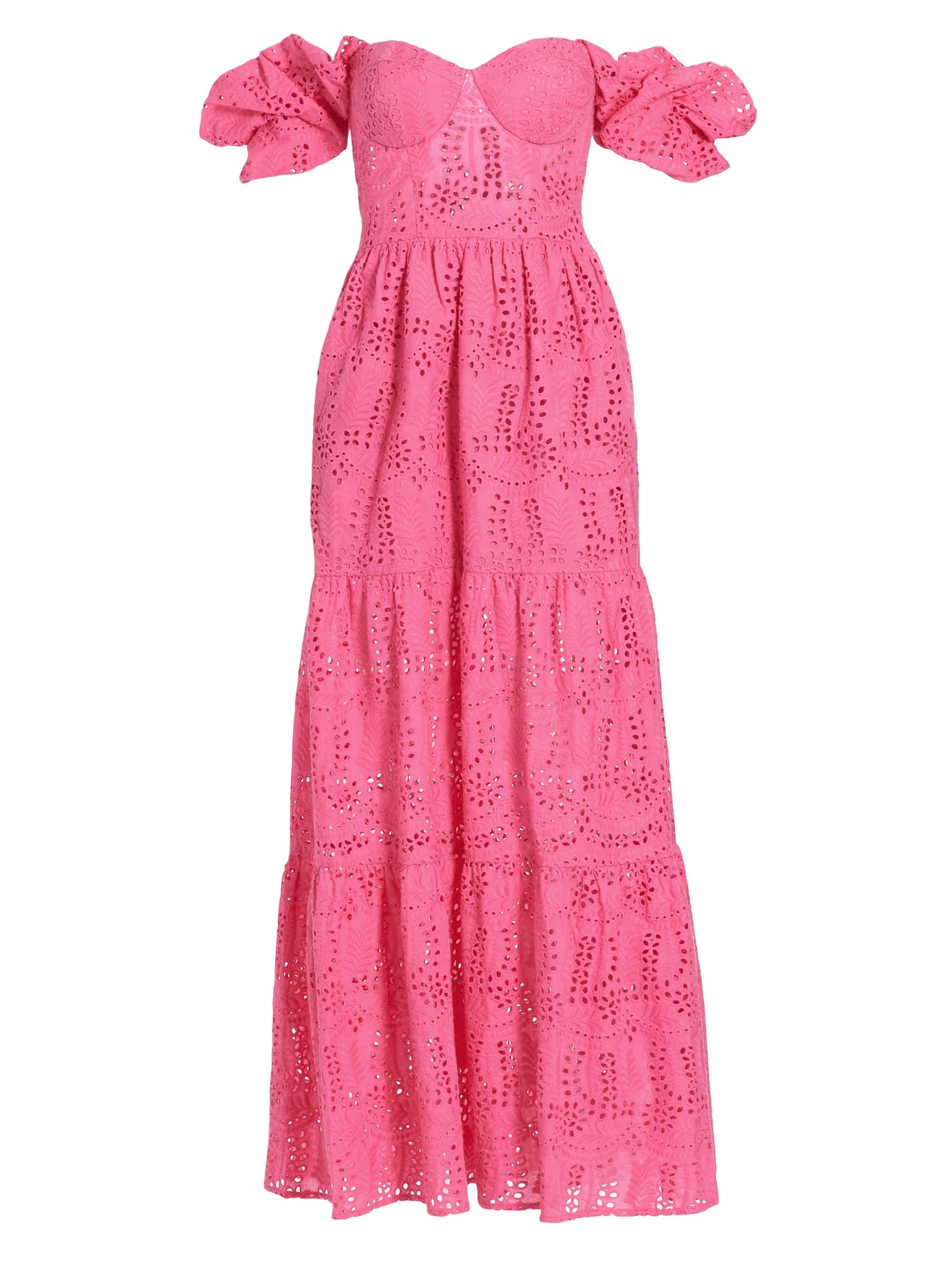 Line & Dot Women's Young Love Eyelet Tiered Maxi Dress - Pink