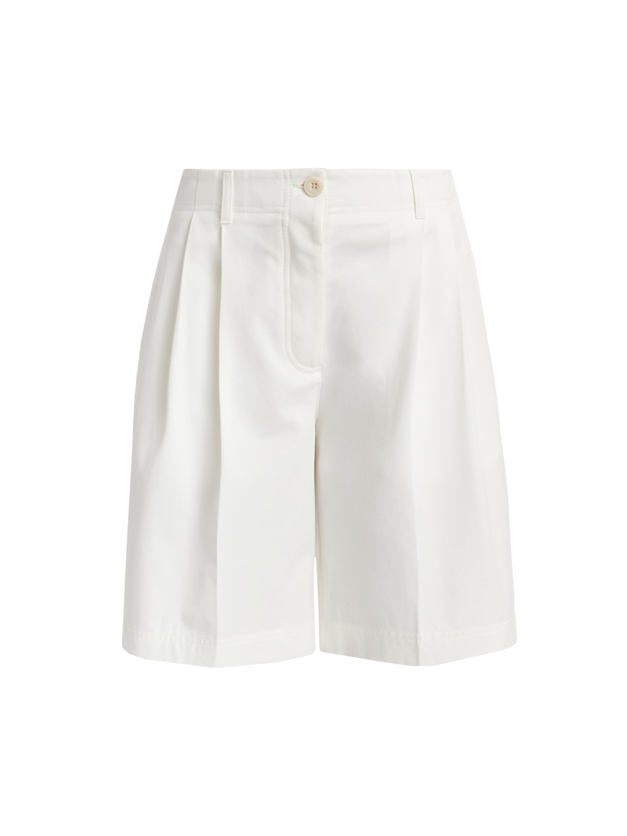 Toteme Women's Relaxed Twill Pleated Wide-Leg Shorts - White